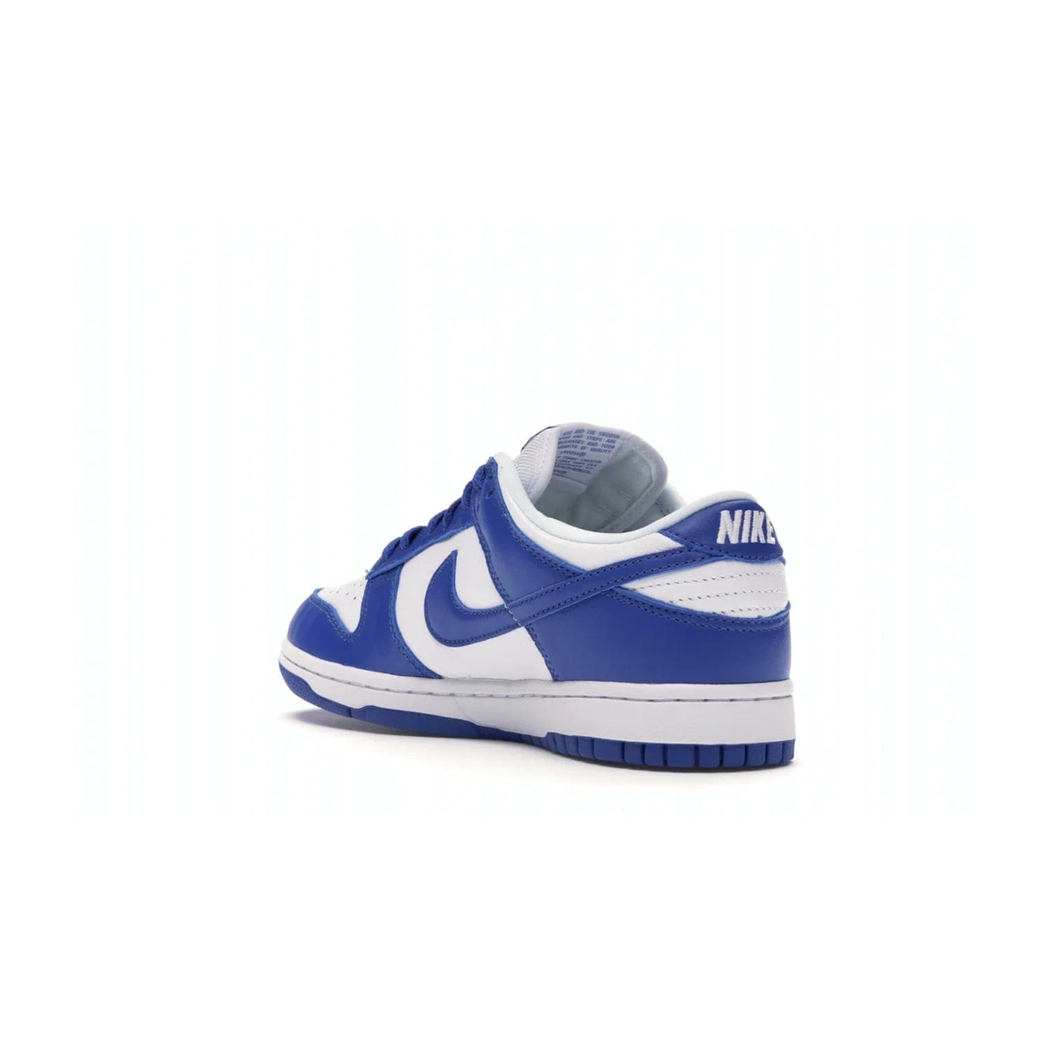 Nike Dunk Low SP Kentucky (2020/2022) - Image 24 - Only at www.BallersClubKickz.com - Classic Nike Dunk Low SP Kentucky with timeless White/Varsity Royal colorway. White leather upper, royal outsole, and Nike branding. A hit since March 2020 homage to the 1985 Nike College Colors program. Show your support with these classic kicks.