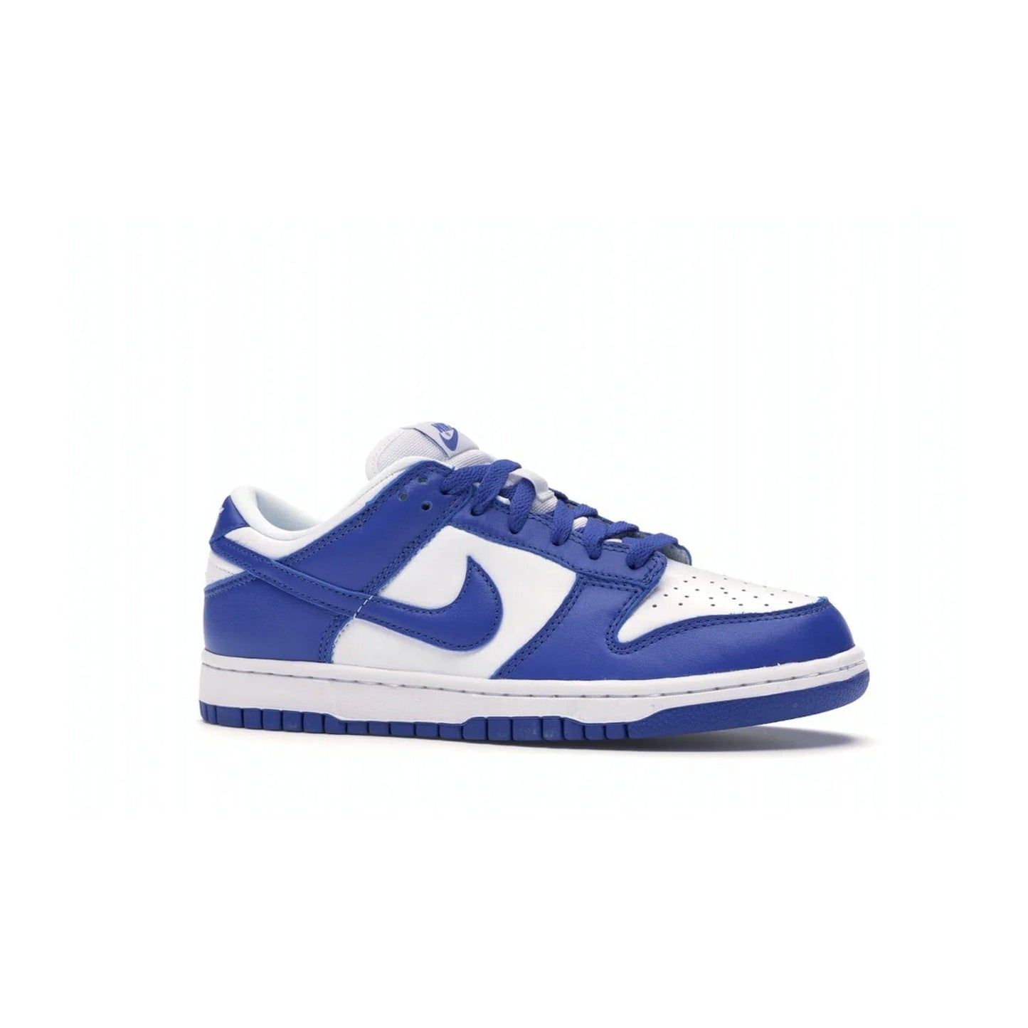 Nike Dunk Low SP Kentucky (2020/2022) - Image 3 - Only at www.BallersClubKickz.com - Classic Nike Dunk Low SP Kentucky with timeless White/Varsity Royal colorway. White leather upper, royal outsole, and Nike branding. A hit since March 2020 homage to the 1985 Nike College Colors program. Show your support with these classic kicks.