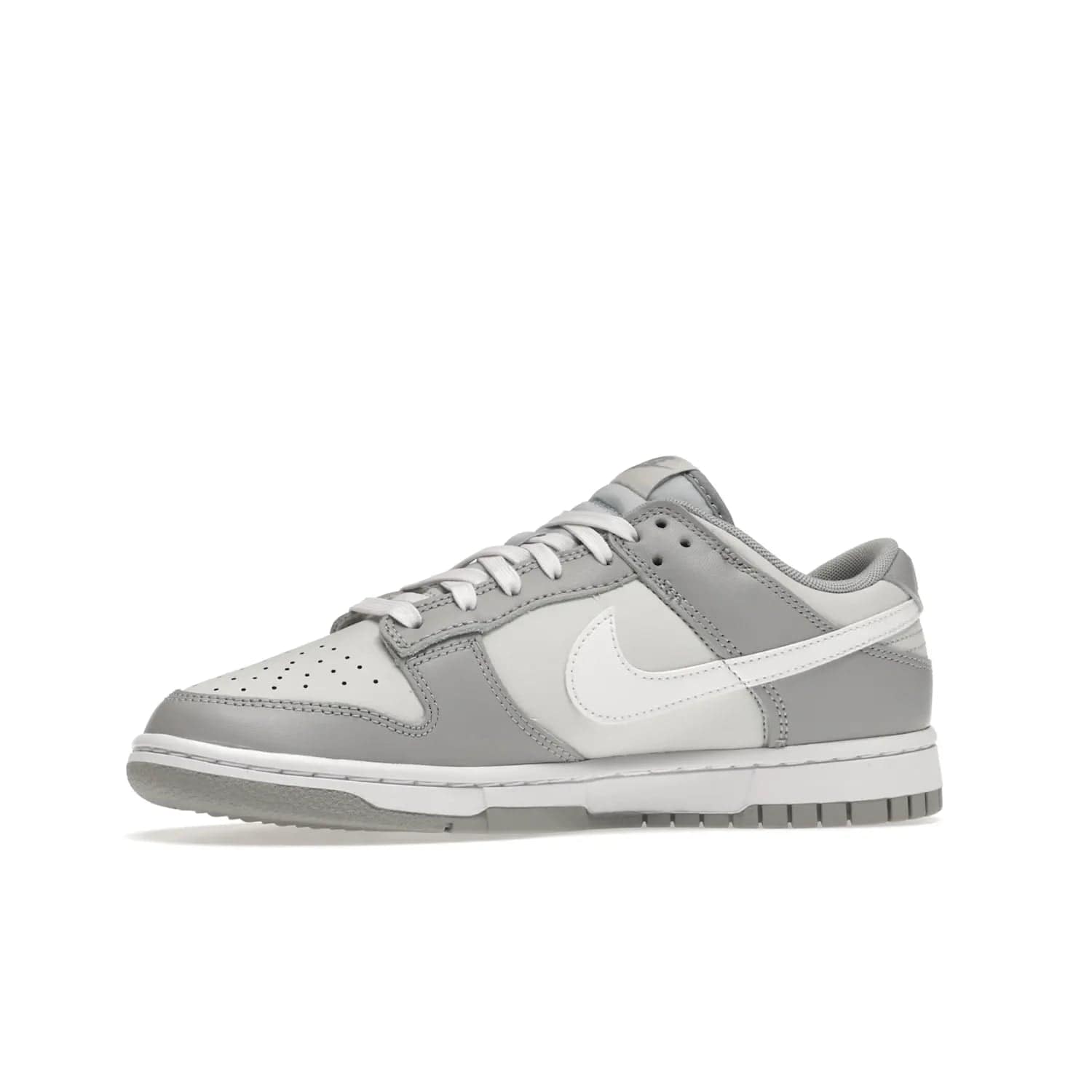 Nike Dunk Low Two Tone Grey - Image 17 - Only at www.BallersClubKickz.com - Fresh Nike Dunk Low Two Tone Grey leather/overlay Sneaker. White Swoosh detailing, nylon tongue, woven label and Air Sole. Get yours and stay on the trend.