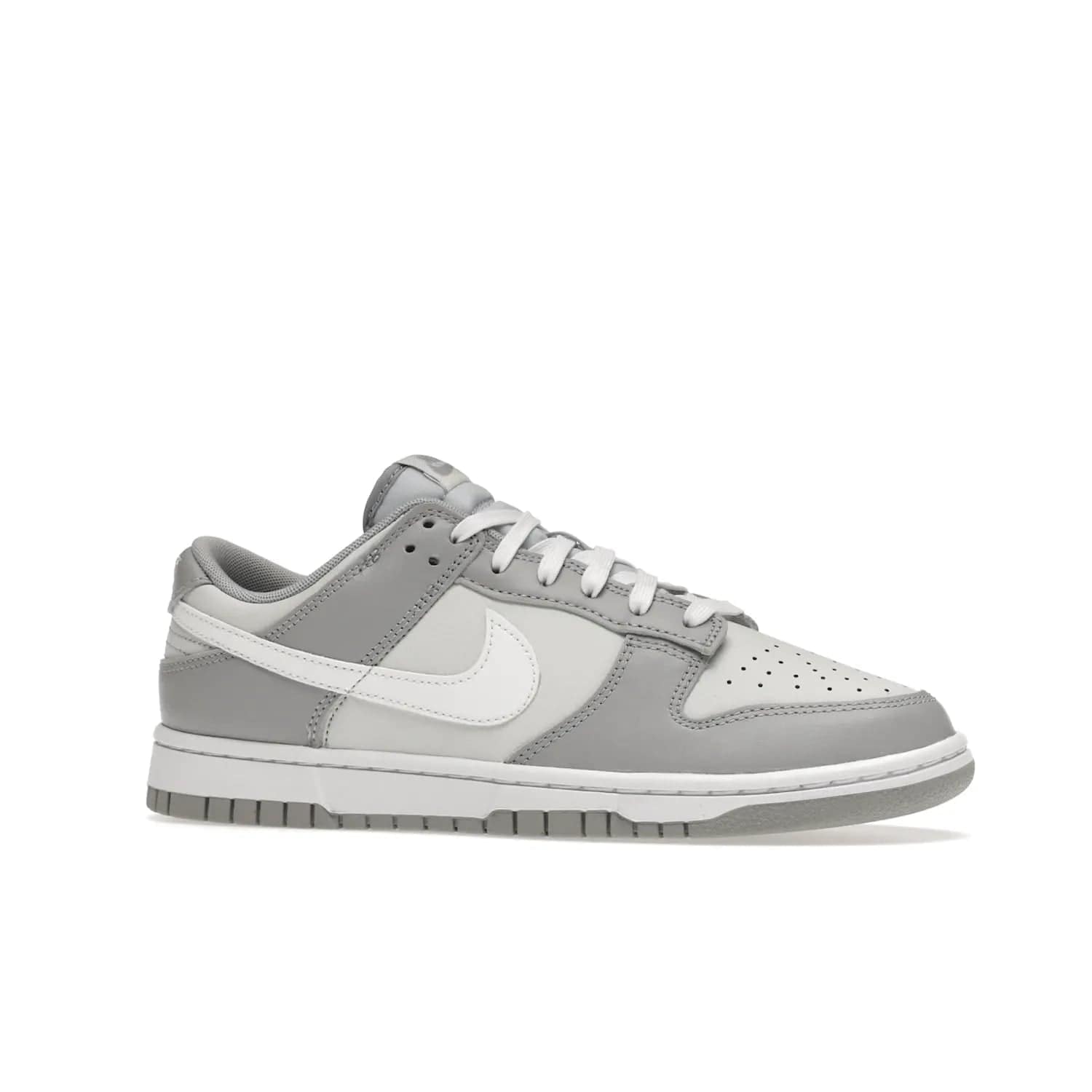 Nike Dunk Low Two Tone Grey - Image 3 - Only at www.BallersClubKickz.com - Fresh Nike Dunk Low Two Tone Grey leather/overlay Sneaker. White Swoosh detailing, nylon tongue, woven label and Air Sole. Get yours and stay on the trend.