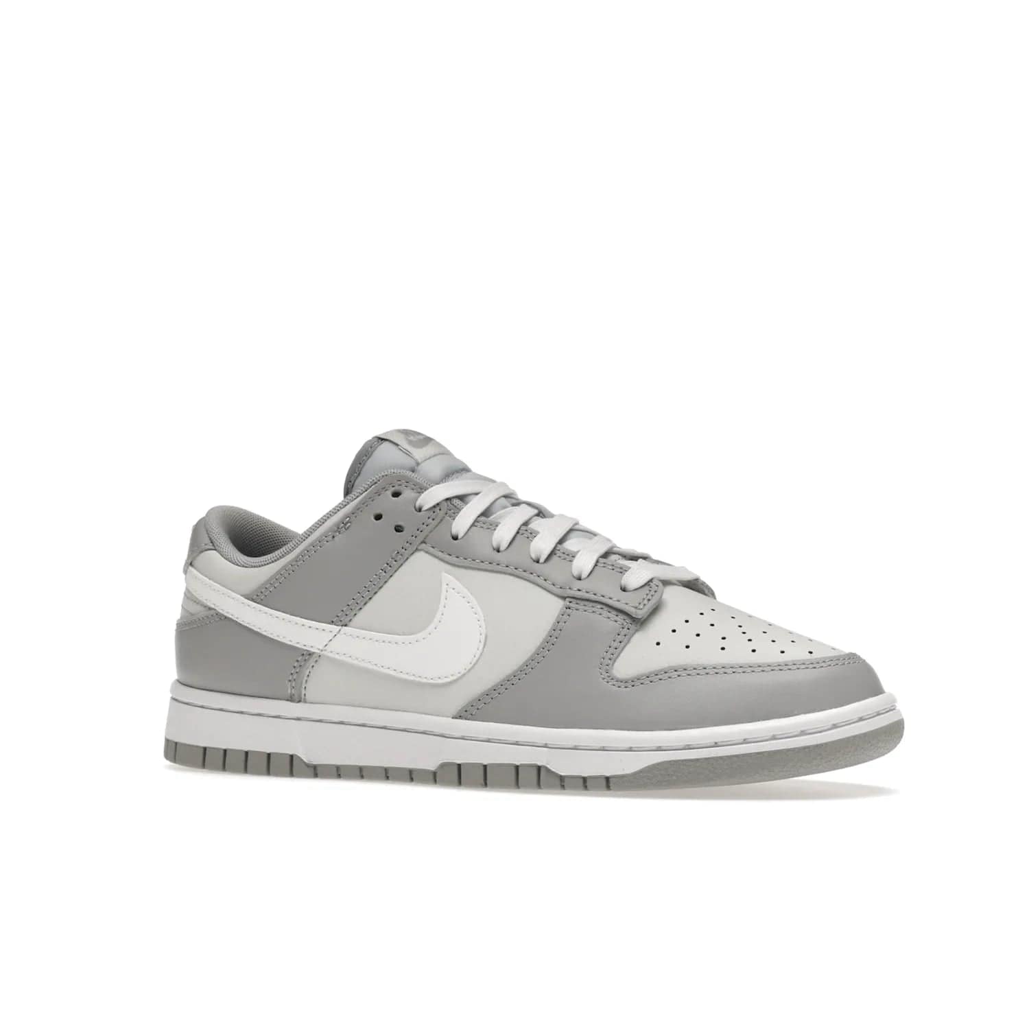 Nike Dunk Low Two Tone Grey - Image 4 - Only at www.BallersClubKickz.com - Fresh Nike Dunk Low Two Tone Grey leather/overlay Sneaker. White Swoosh detailing, nylon tongue, woven label and Air Sole. Get yours and stay on the trend.