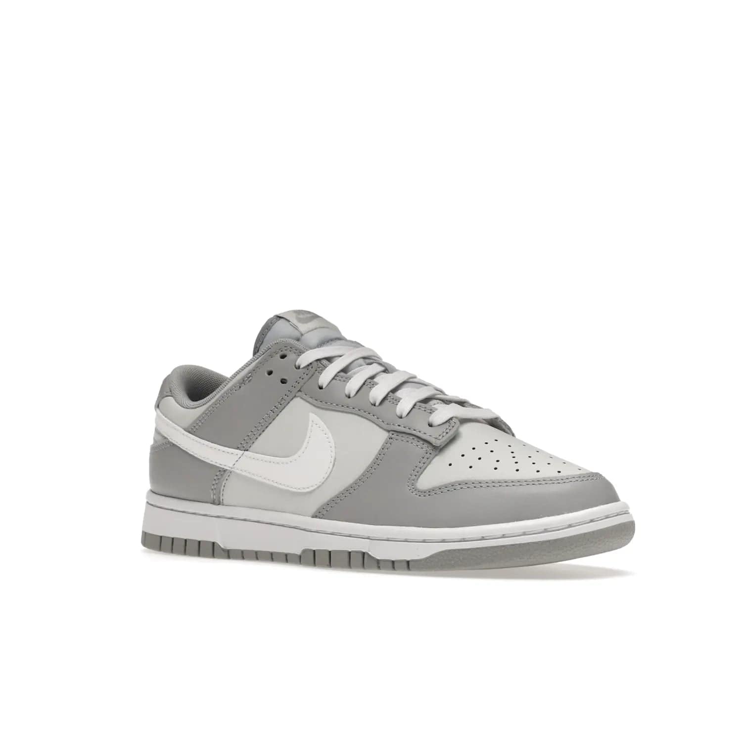 Nike Dunk Low Two Tone Grey - Image 5 - Only at www.BallersClubKickz.com - Fresh Nike Dunk Low Two Tone Grey leather/overlay Sneaker. White Swoosh detailing, nylon tongue, woven label and Air Sole. Get yours and stay on the trend.