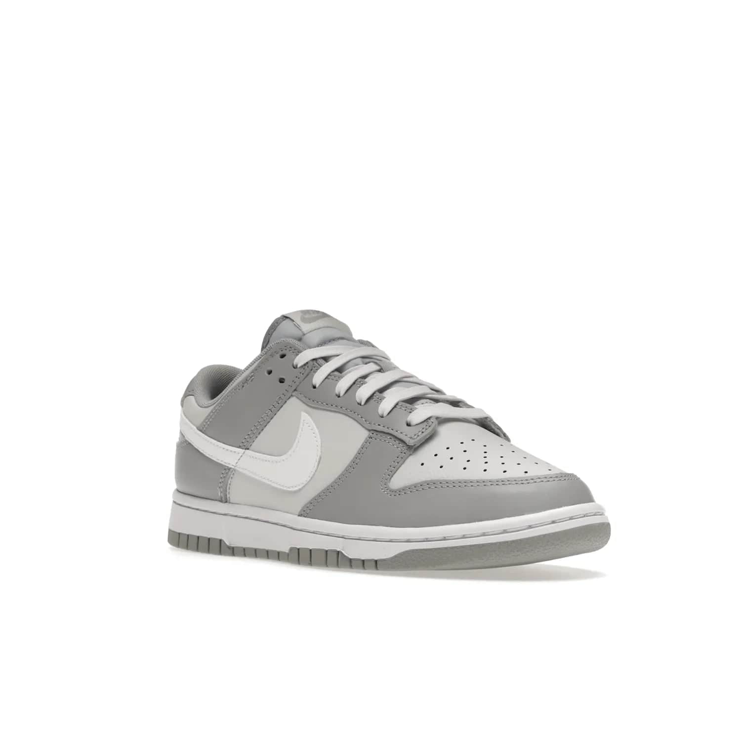 Nike Dunk Low Two Tone Grey - Image 6 - Only at www.BallersClubKickz.com - Fresh Nike Dunk Low Two Tone Grey leather/overlay Sneaker. White Swoosh detailing, nylon tongue, woven label and Air Sole. Get yours and stay on the trend.