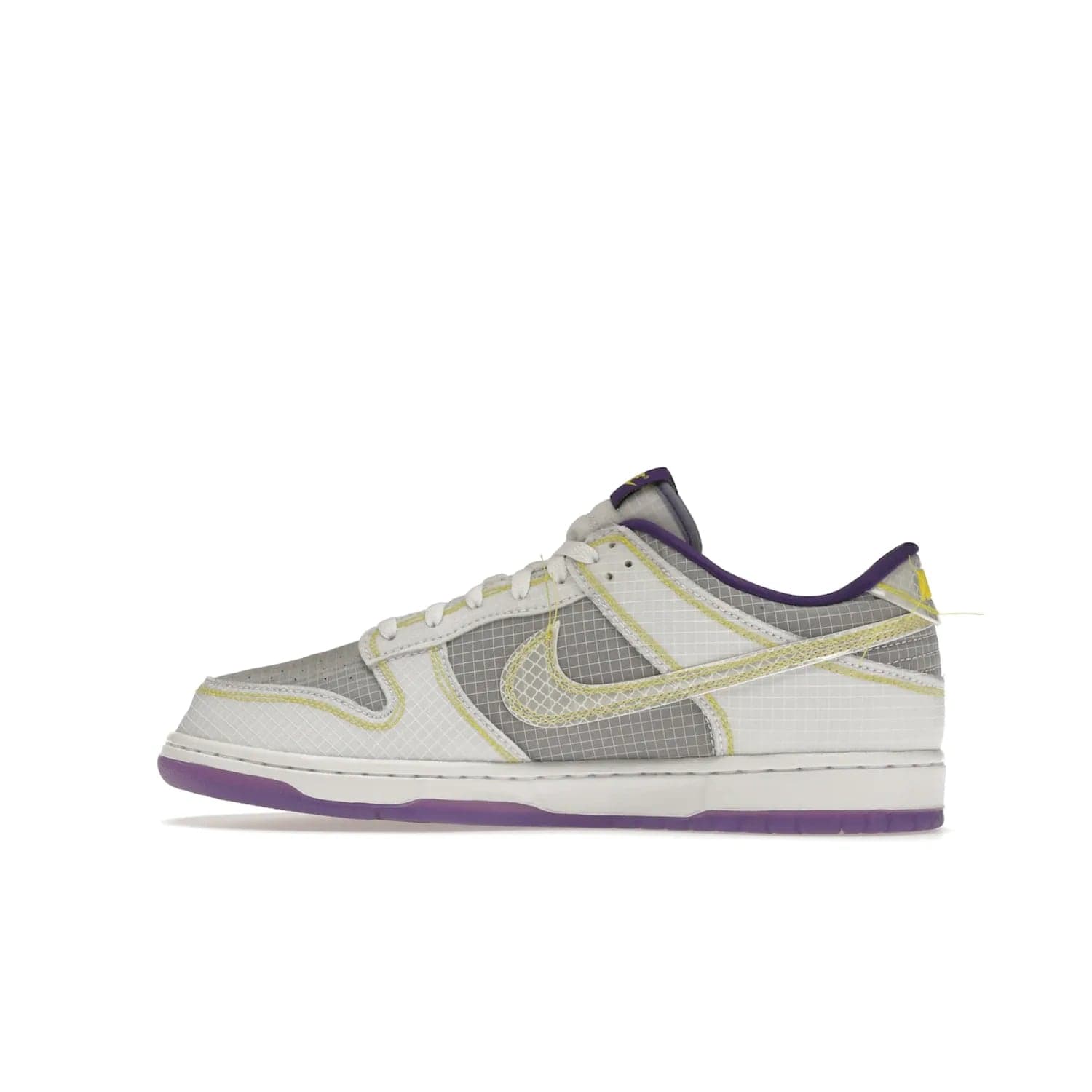 Nike Dunk Low Union Passport Pack Court Purple - Image 20 - Only at www.BallersClubKickz.com - Nike Dunk Low Union LA Passport Pack Court Purple features Court Purple and white smooth leather construction and Union LA Frontman logo on the heel. Releasing in April of 2022, this iconic shoe will make a splash in the streetwear world.
