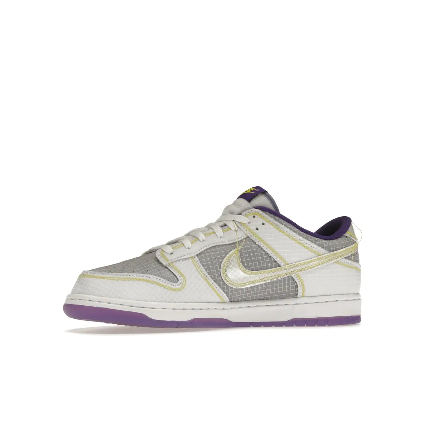 Nike Dunk Low Union Passport Pack Court Purple - Image 17 - Only at www.BallersClubKickz.com - Nike Dunk Low Union LA Passport Pack Court Purple features Court Purple and white smooth leather construction and Union LA Frontman logo on the heel. Releasing in April of 2022, this iconic shoe will make a splash in the streetwear world.