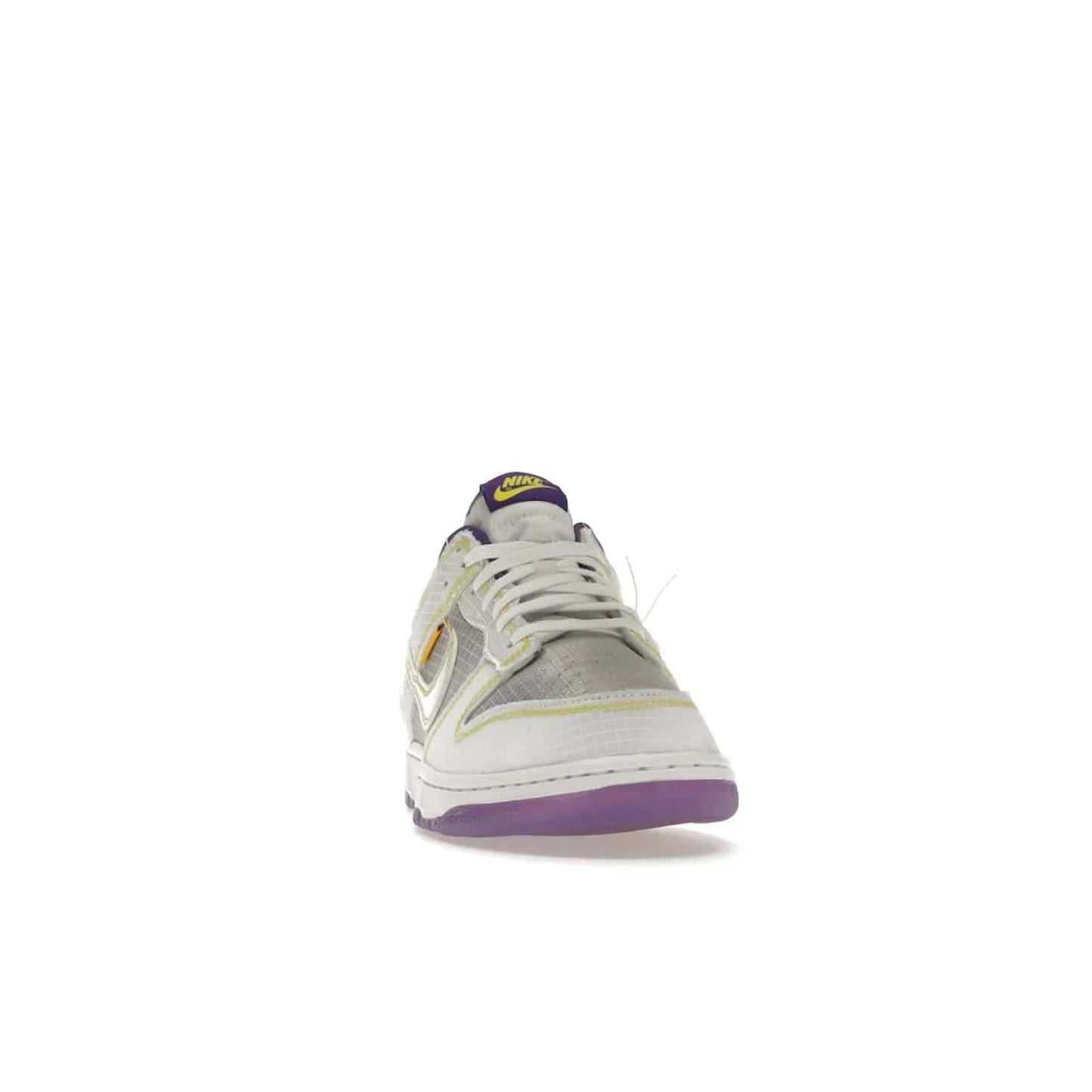 Nike Dunk Low Union Passport Pack Court Purple - Image 9 - Only at www.BallersClubKickz.com - Nike Dunk Low Union LA Passport Pack Court Purple features Court Purple and white smooth leather construction and Union LA Frontman logo on the heel. Releasing in April of 2022, this iconic shoe will make a splash in the streetwear world.