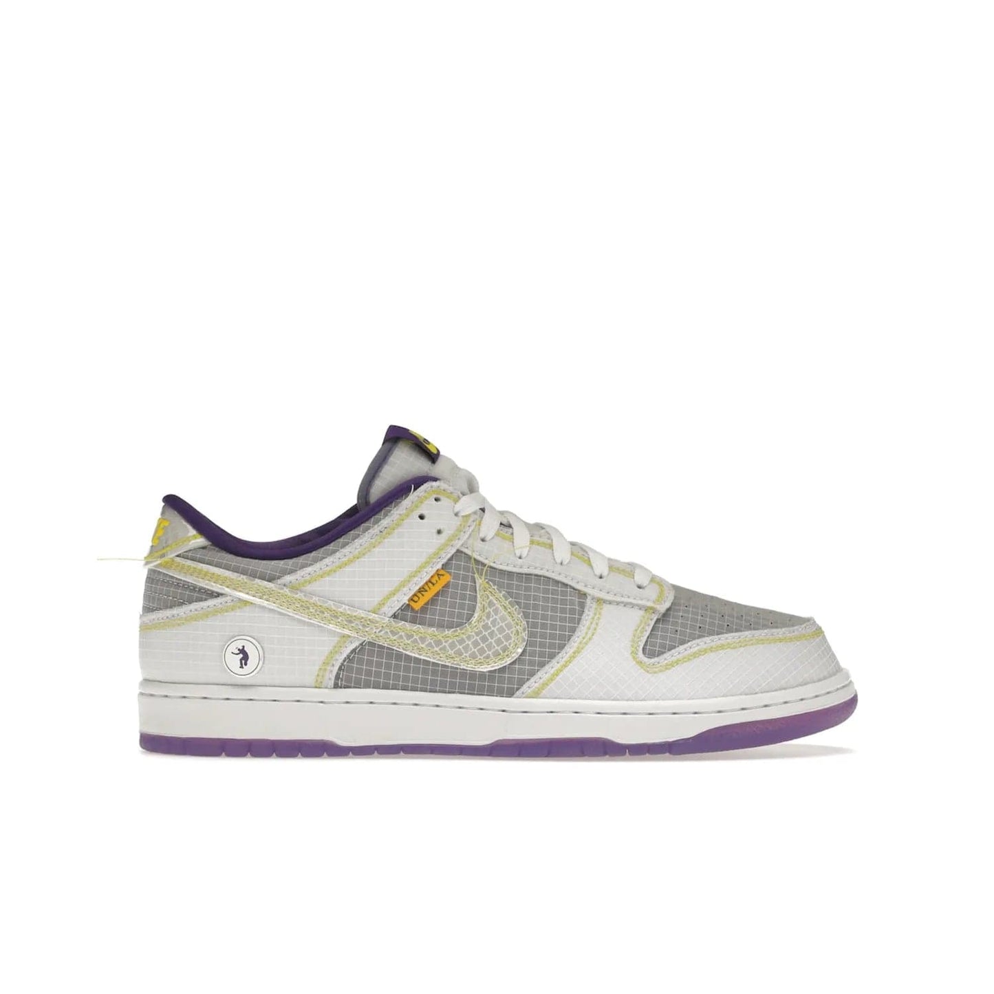 Nike Dunk Low Union Passport Pack Court Purple - Image 1 - Only at www.BallersClubKickz.com - Nike Dunk Low Union LA Passport Pack Court Purple features Court Purple and white smooth leather construction and Union LA Frontman logo on the heel. Releasing in April of 2022, this iconic shoe will make a splash in the streetwear world.