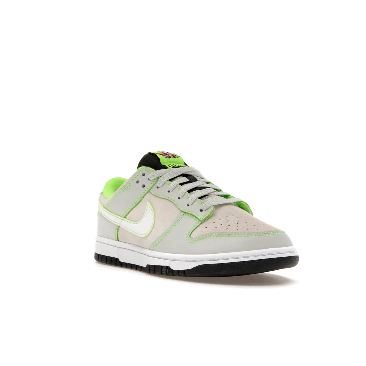 Nike Dunk Low University of Oregon PE (2023) - Image 6 - Only at www.BallersClubKickz.com - Sleek Light Silver and White upper, complemented by Black and Electric Green accents. Nike Dunk Low University of Oregon PE, set to be released April 2023. Must-have for any serious fan.