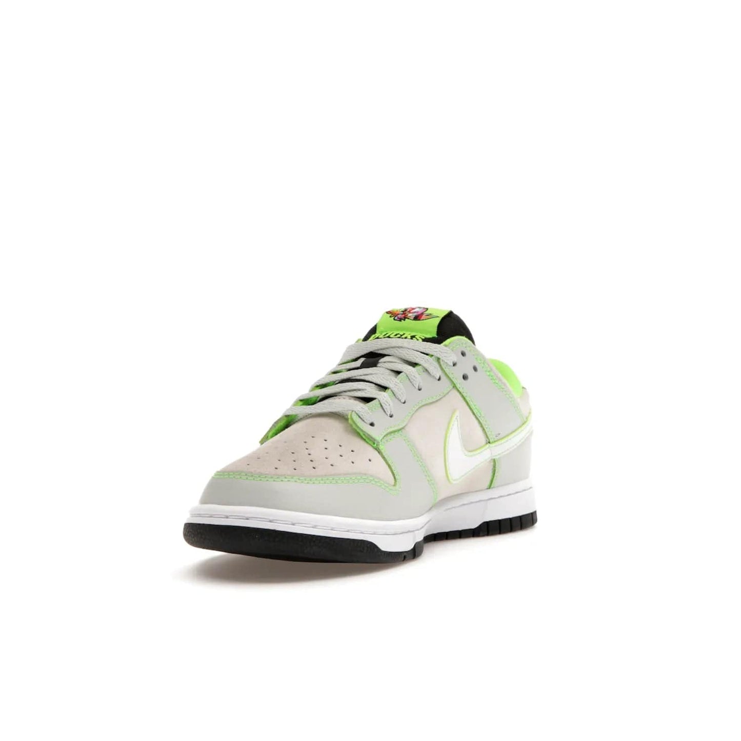 Nike Dunk Low University of Oregon PE (2023) - Image 13 - Only at www.BallersClubKickz.com - Sleek Light Silver and White upper, complemented by Black and Electric Green accents. Nike Dunk Low University of Oregon PE, set to be released April 2023. Must-have for any serious fan.