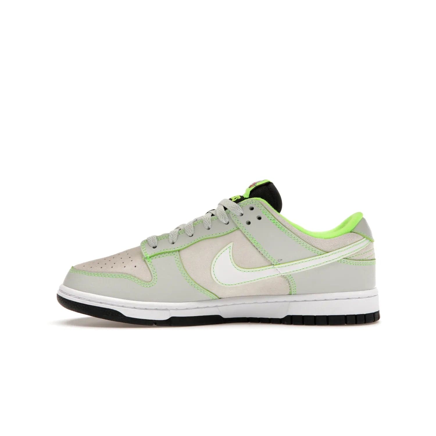 Nike Dunk Low University of Oregon PE (2023) - Image 19 - Only at www.BallersClubKickz.com - Sleek Light Silver and White upper, complemented by Black and Electric Green accents. Nike Dunk Low University of Oregon PE, set to be released April 2023. Must-have for any serious fan.
