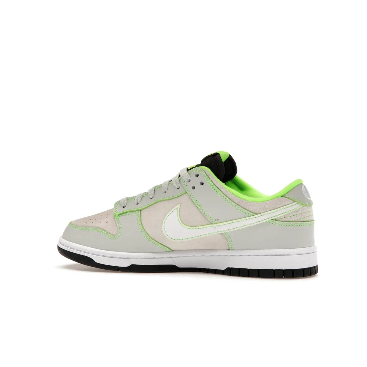 Nike Dunk Low University of Oregon PE (2023) - Image 21 - Only at www.BallersClubKickz.com - Sleek Light Silver and White upper, complemented by Black and Electric Green accents. Nike Dunk Low University of Oregon PE, set to be released April 2023. Must-have for any serious fan.