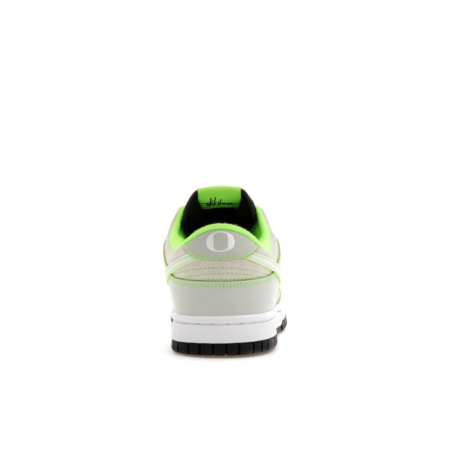 Nike Dunk Low University of Oregon PE (2023) - Image 28 - Only at www.BallersClubKickz.com - Sleek Light Silver and White upper, complemented by Black and Electric Green accents. Nike Dunk Low University of Oregon PE, set to be released April 2023. Must-have for any serious fan.