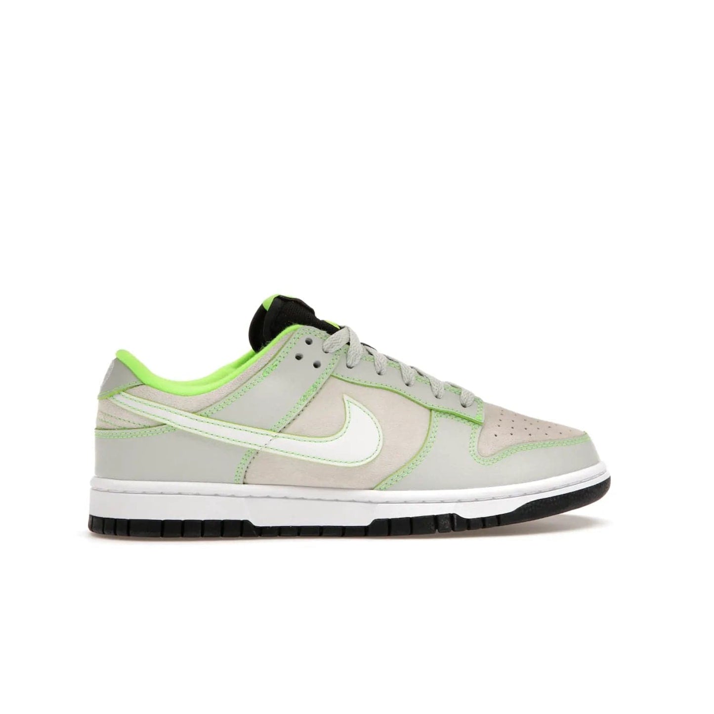 Nike Dunk Low University of Oregon PE (2023) - Image 36 - Only at www.BallersClubKickz.com - Sleek Light Silver and White upper, complemented by Black and Electric Green accents. Nike Dunk Low University of Oregon PE, set to be released April 2023. Must-have for any serious fan.