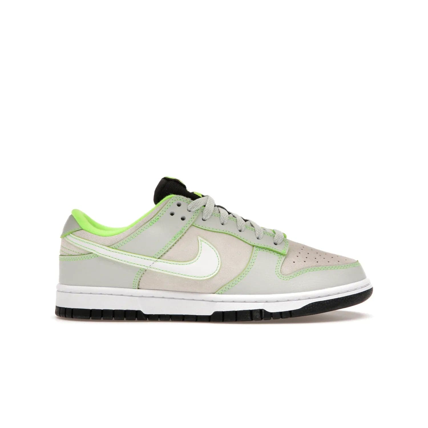 Nike Dunk Low University of Oregon PE (2023) - Image 1 - Only at www.BallersClubKickz.com - Sleek Light Silver and White upper, complemented by Black and Electric Green accents. Nike Dunk Low University of Oregon PE, set to be released April 2023. Must-have for any serious fan.