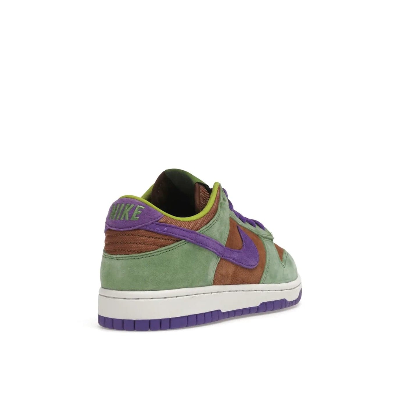 Nike Dunk Low Veneer (2020) - Image 31 - Only at www.BallersClubKickz.com - A classic Nike Dunk Low returns with its OG features. The Veneer/Autumn Green-Deep Purple colorway, mesh tongue, white and purple sole and embroidered heel lettering make this 2020 Sneaker a must-have. Add it to your collection!