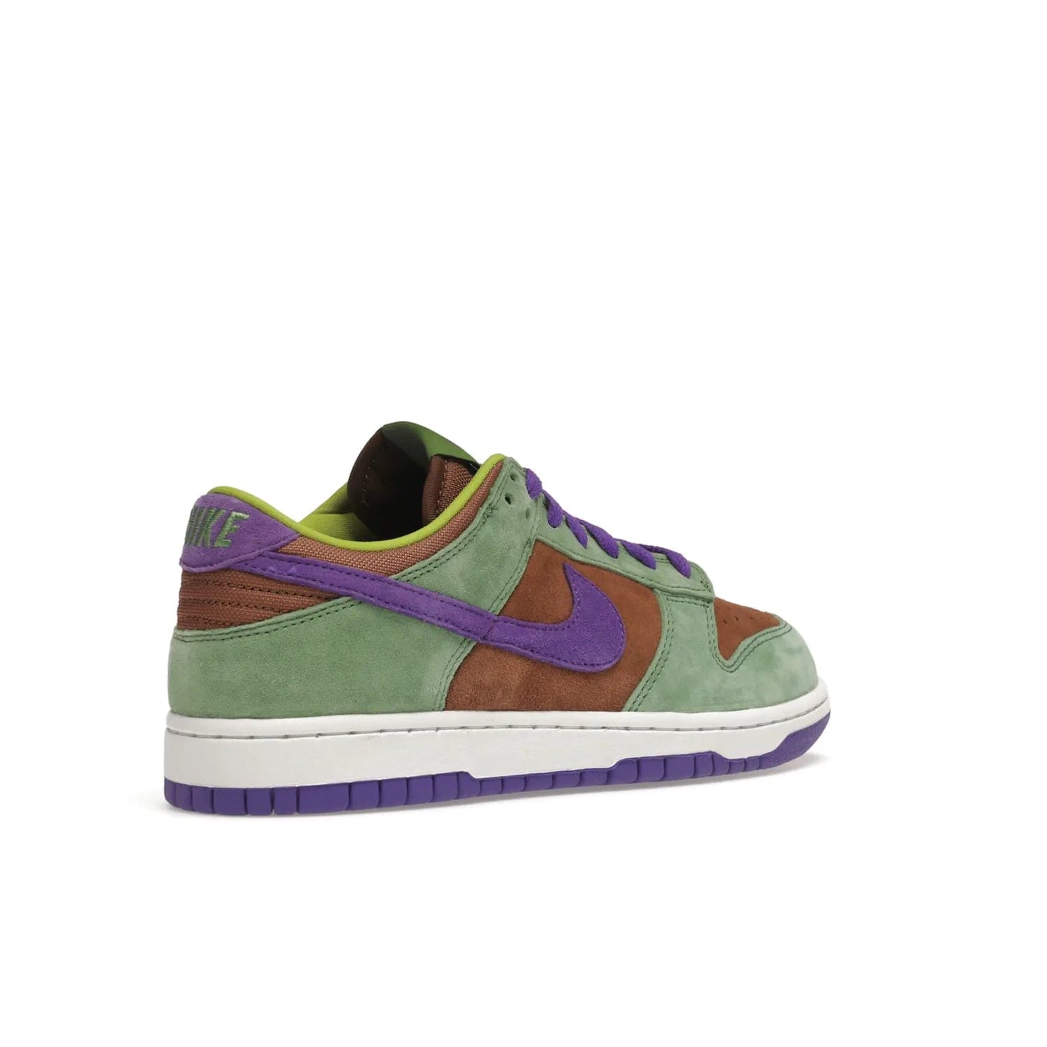 Nike Dunk Low Veneer (2020) - Image 33 - Only at www.BallersClubKickz.com - A classic Nike Dunk Low returns with its OG features. The Veneer/Autumn Green-Deep Purple colorway, mesh tongue, white and purple sole and embroidered heel lettering make this 2020 Sneaker a must-have. Add it to your collection!