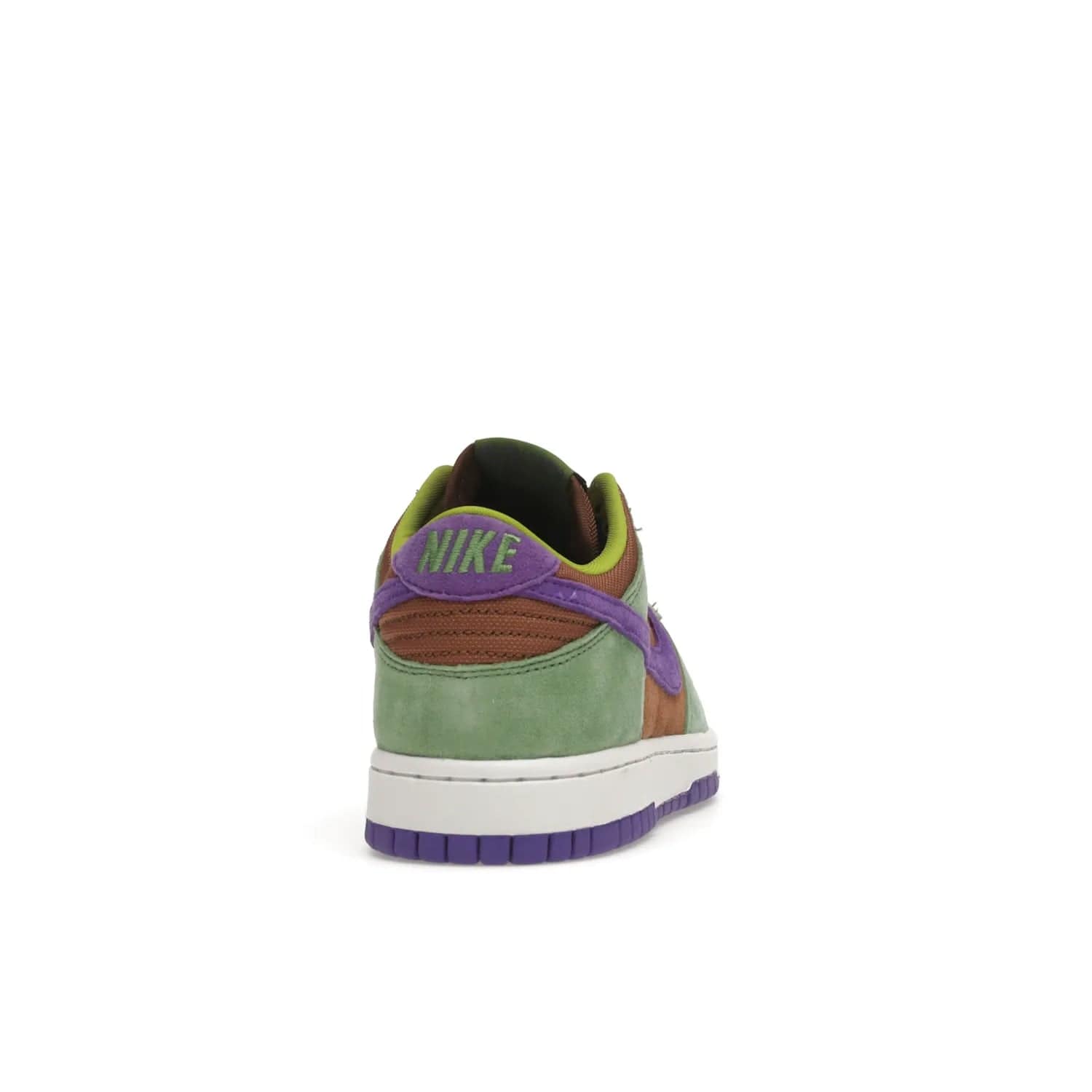 Nike Dunk Low Veneer (2020) - Image 29 - Only at www.BallersClubKickz.com - A classic Nike Dunk Low returns with its OG features. The Veneer/Autumn Green-Deep Purple colorway, mesh tongue, white and purple sole and embroidered heel lettering make this 2020 Sneaker a must-have. Add it to your collection!