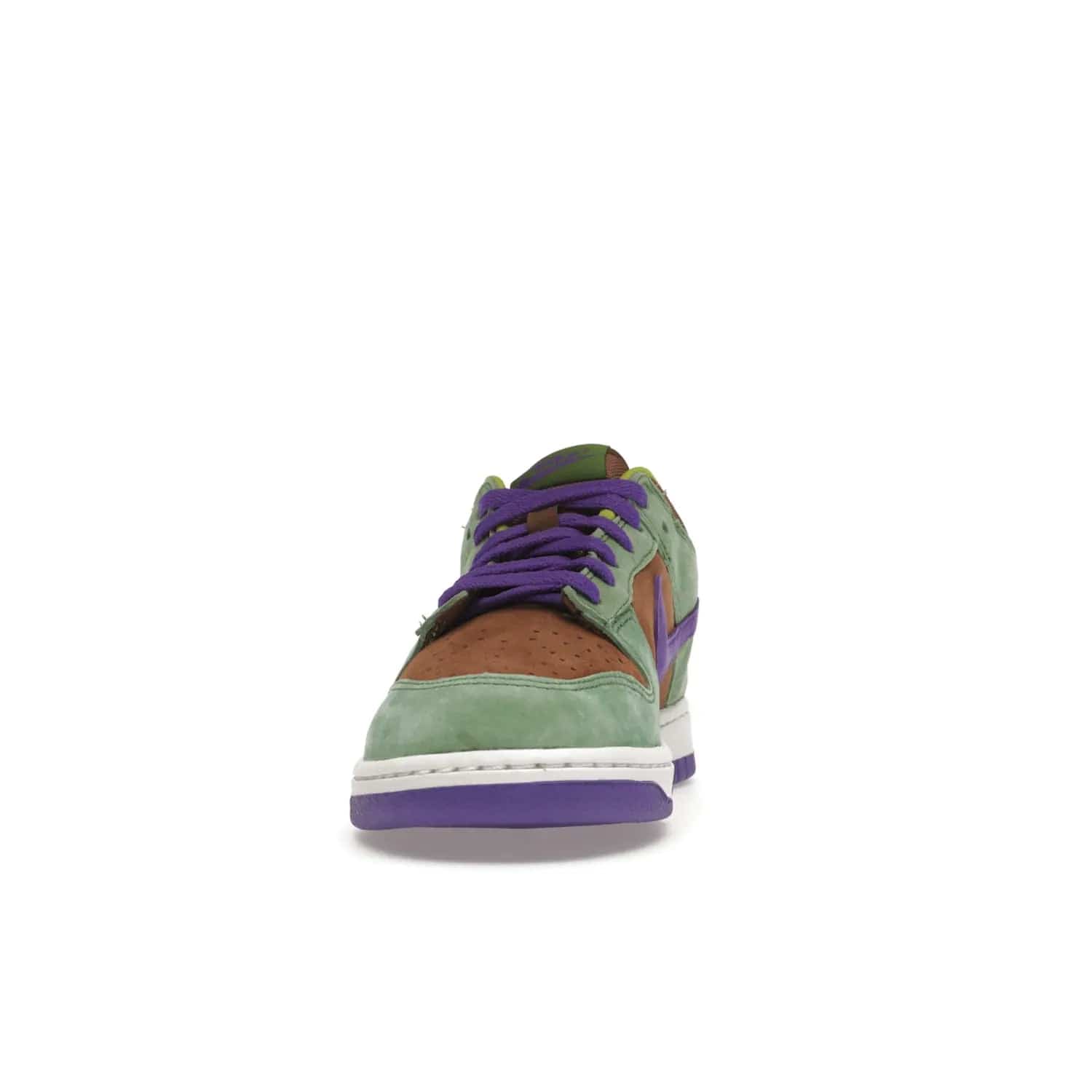 Nike Dunk Low Veneer (2020) - Image 11 - Only at www.BallersClubKickz.com - A classic Nike Dunk Low returns with its OG features. The Veneer/Autumn Green-Deep Purple colorway, mesh tongue, white and purple sole and embroidered heel lettering make this 2020 Sneaker a must-have. Add it to your collection!