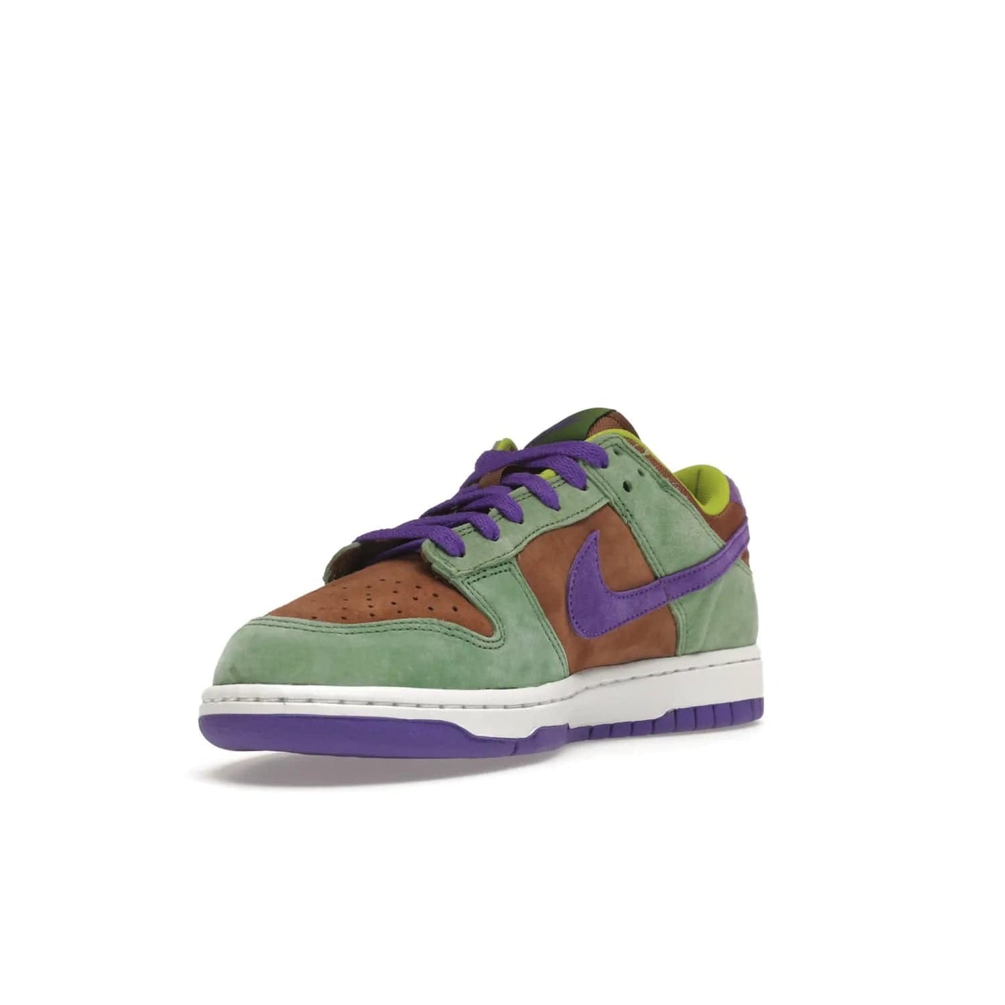 Nike Dunk Low Veneer (2020) - Image 14 - Only at www.BallersClubKickz.com - A classic Nike Dunk Low returns with its OG features. The Veneer/Autumn Green-Deep Purple colorway, mesh tongue, white and purple sole and embroidered heel lettering make this 2020 Sneaker a must-have. Add it to your collection!