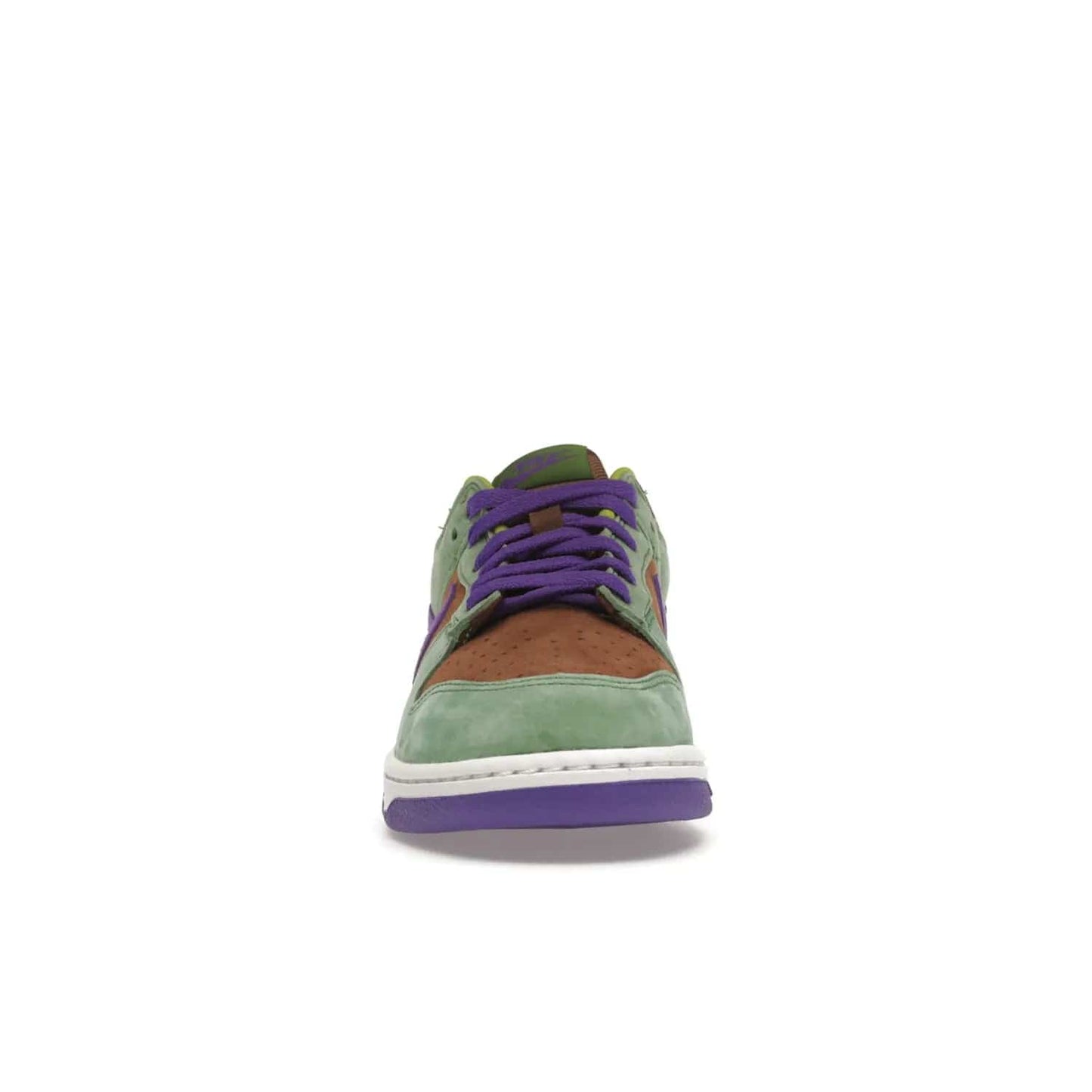 Nike Dunk Low Veneer (2020) - Image 10 - Only at www.BallersClubKickz.com - A classic Nike Dunk Low returns with its OG features. The Veneer/Autumn Green-Deep Purple colorway, mesh tongue, white and purple sole and embroidered heel lettering make this 2020 Sneaker a must-have. Add it to your collection!