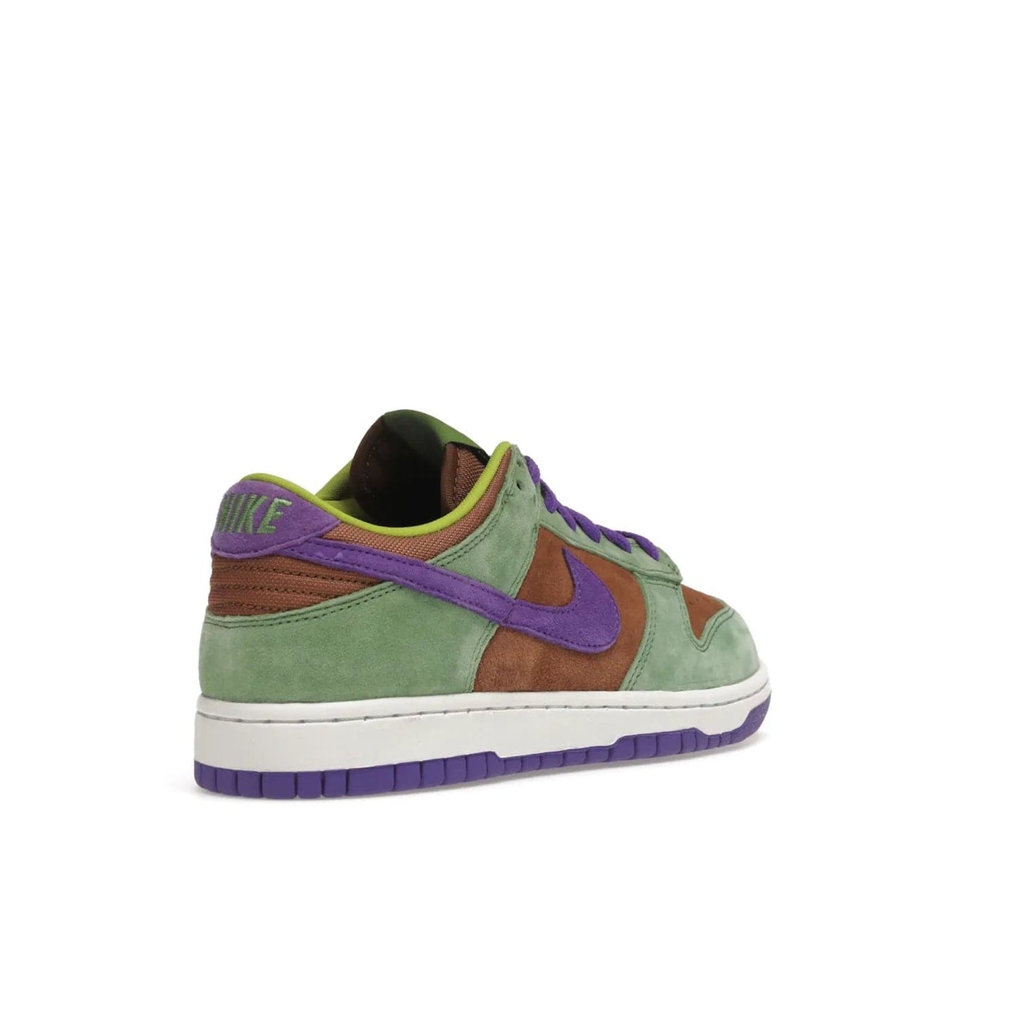 Nike Dunk Low Veneer (2020) - Image 32 - Only at www.BallersClubKickz.com - A classic Nike Dunk Low returns with its OG features. The Veneer/Autumn Green-Deep Purple colorway, mesh tongue, white and purple sole and embroidered heel lettering make this 2020 Sneaker a must-have. Add it to your collection!