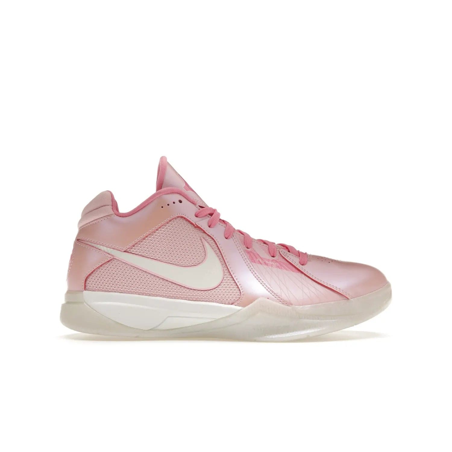 Nike KD 3 Aunt Pearl - Image 1 - Only at www.BallersClubKickz.com - Introducing the Nike KD 3 Aunt Pearl. Featuring a bold Medium Soft Pink, White, & Lotus Pink colorway. Get ready to stand out this October 15th.