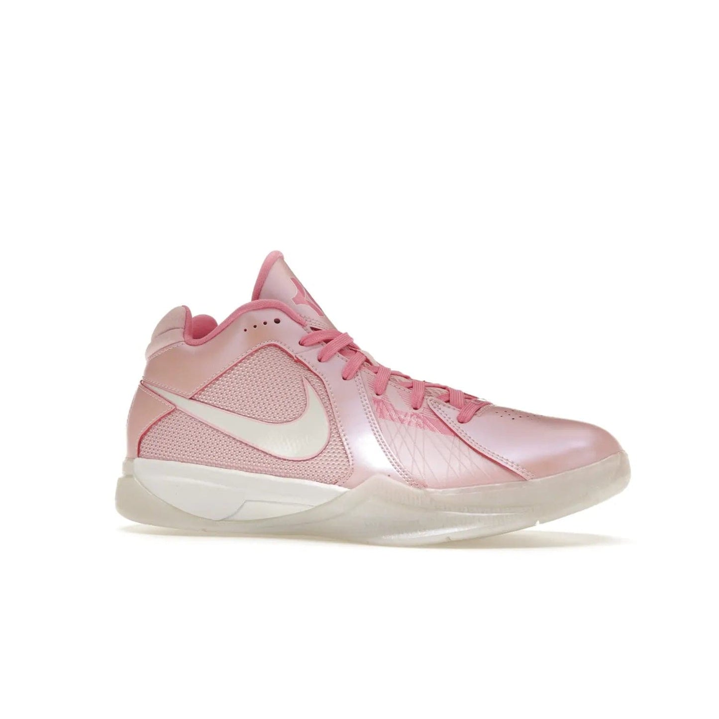 Nike KD 3 Aunt Pearl - Image 3 - Only at www.BallersClubKickz.com - Introducing the Nike KD 3 Aunt Pearl. Featuring a bold Medium Soft Pink, White, & Lotus Pink colorway. Get ready to stand out this October 15th.