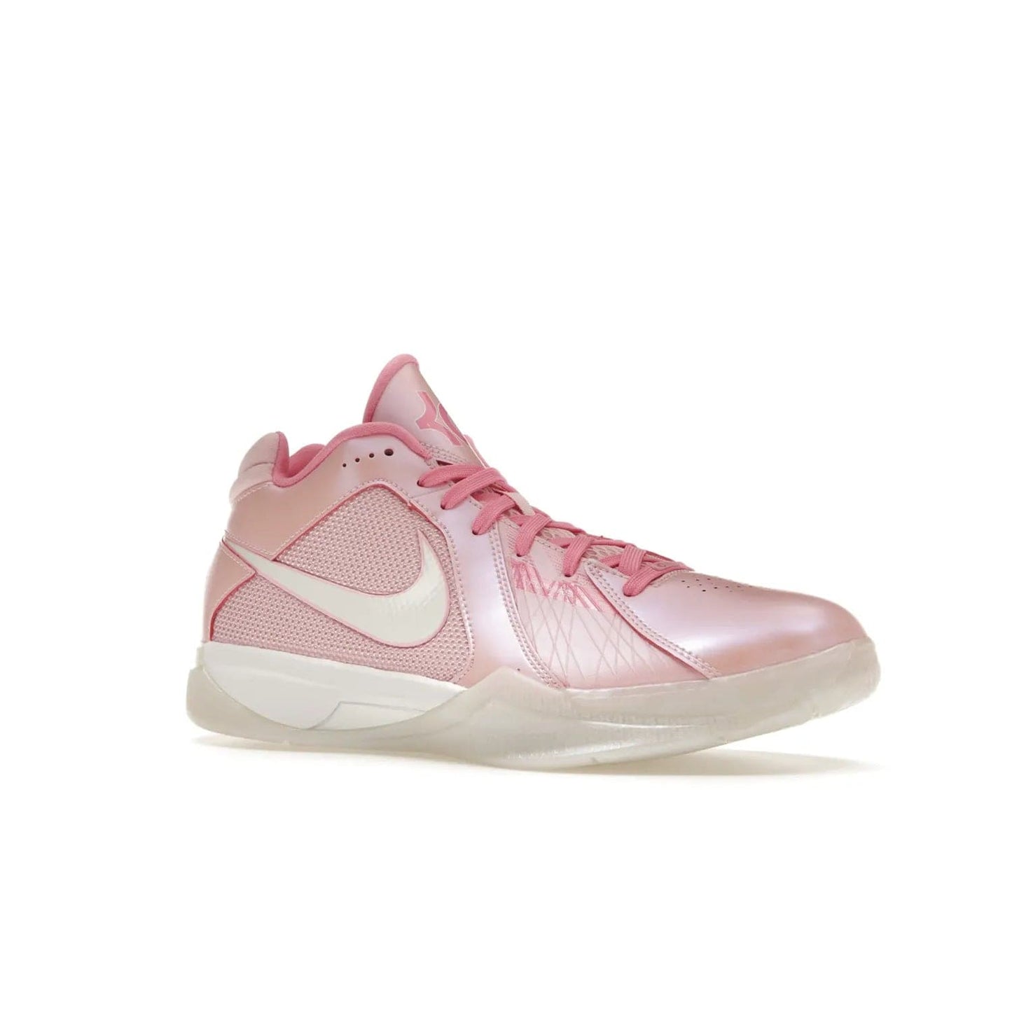 Nike KD 3 Aunt Pearl - Image 4 - Only at www.BallersClubKickz.com - Introducing the Nike KD 3 Aunt Pearl. Featuring a bold Medium Soft Pink, White, & Lotus Pink colorway. Get ready to stand out this October 15th.