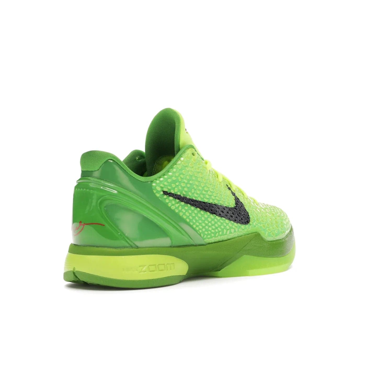 Nike Kobe 6 Protro Grinch (2020) - Image 32 - Only at www.BallersClubKickz.com - #
The Nike Kobe 6 Protro Grinch updates the iconic 2011 design with modern tech like a Zoom Air cushioning system, scaled-down traction, and updated silhouette. Experience the textured Green Apple and Volt upper plus bright red and green accents for $180.