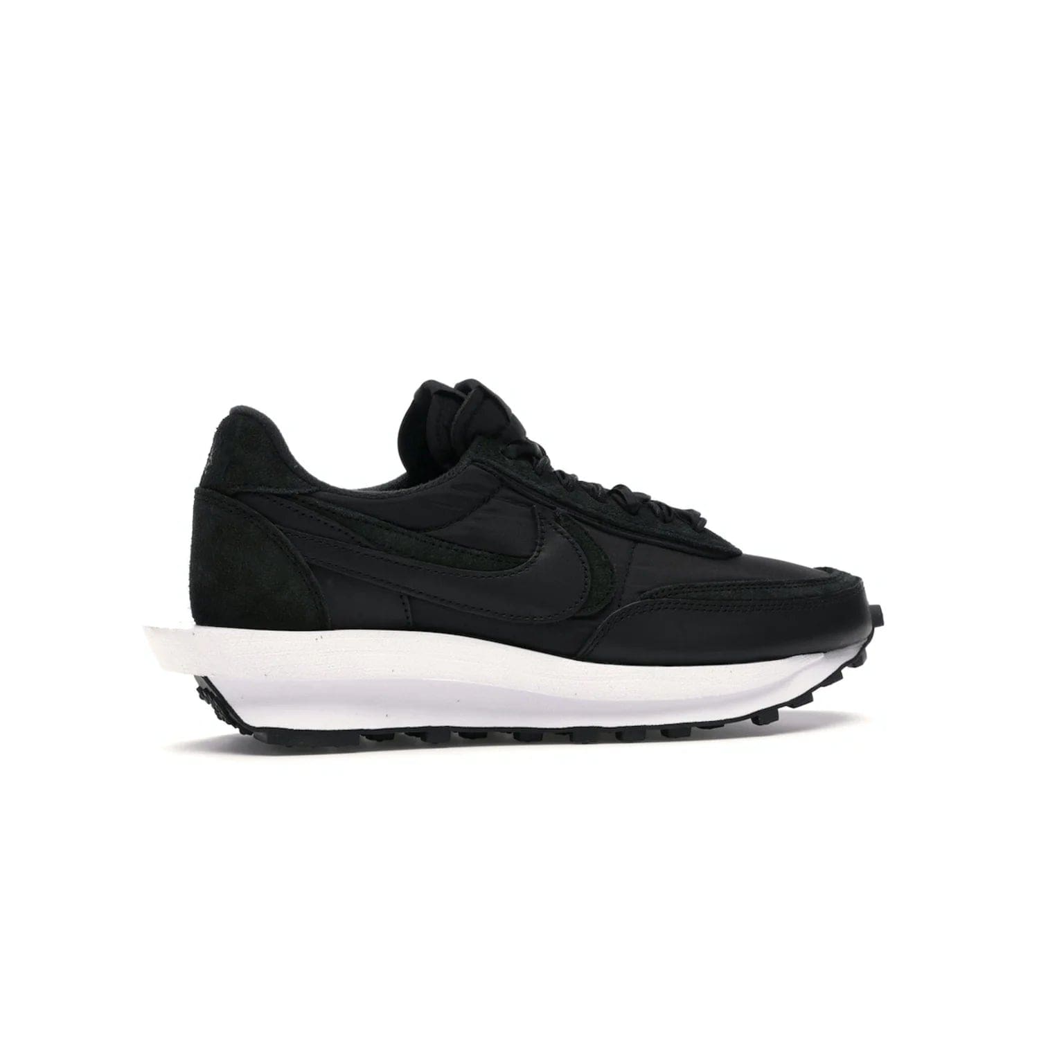 Nike LD Waffle sacai Black Nylon - Image 35 - Only at www.BallersClubKickz.com - Upgrade your streetstyle with the Nike LD Waffle Sacai Black Nylon. Get the iconic look of a doubled sole, tongue, and swoosh with no extra laces needed, inspired by modern fashion for spring. Step up your fashion with this luxurious combination of black nylon and suede. Shop the Nike LD Waffle Sacai Black Nylon sneaker today.