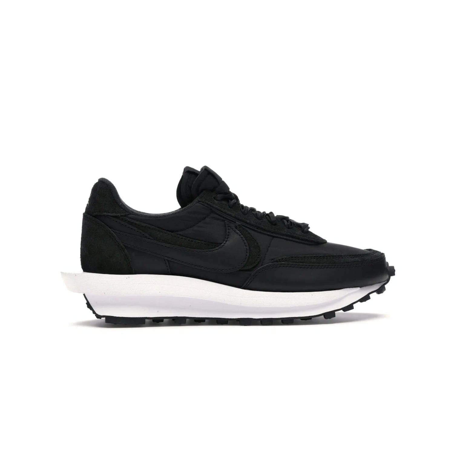 Nike LD Waffle sacai Black Nylon - Image 36 - Only at www.BallersClubKickz.com - Upgrade your streetstyle with the Nike LD Waffle Sacai Black Nylon. Get the iconic look of a doubled sole, tongue, and swoosh with no extra laces needed, inspired by modern fashion for spring. Step up your fashion with this luxurious combination of black nylon and suede. Shop the Nike LD Waffle Sacai Black Nylon sneaker today.