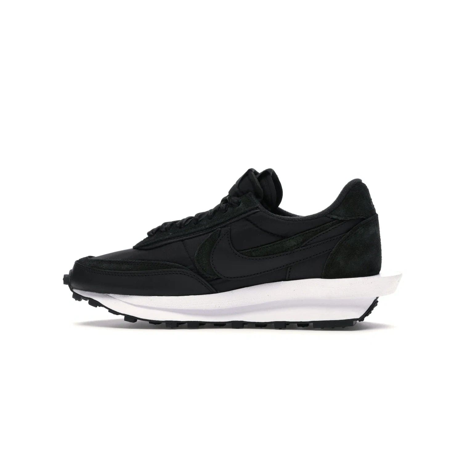 Nike LD Waffle sacai Black Nylon - Image 20 - Only at www.BallersClubKickz.com - Upgrade your streetstyle with the Nike LD Waffle Sacai Black Nylon. Get the iconic look of a doubled sole, tongue, and swoosh with no extra laces needed, inspired by modern fashion for spring. Step up your fashion with this luxurious combination of black nylon and suede. Shop the Nike LD Waffle Sacai Black Nylon sneaker today.
