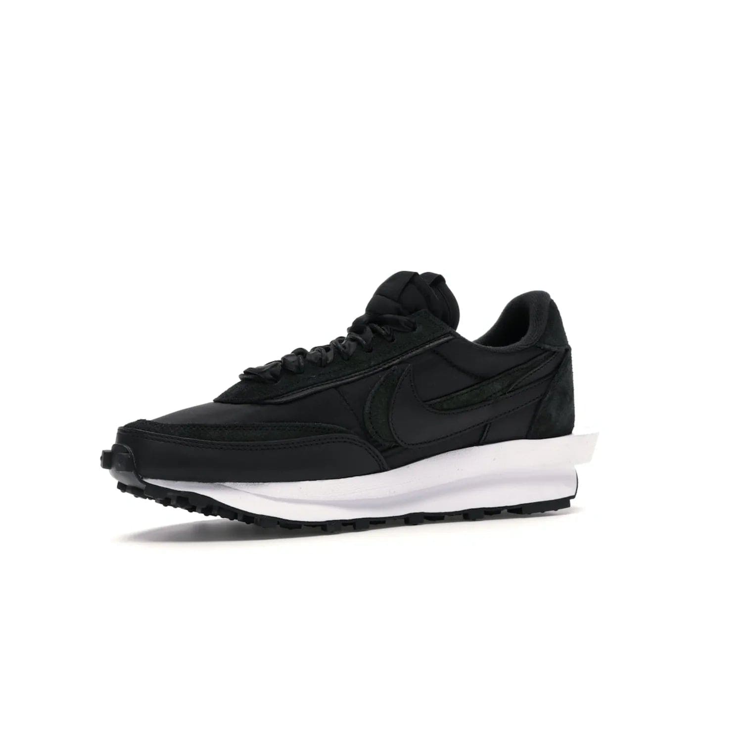 Nike LD Waffle sacai Black Nylon - Image 16 - Only at www.BallersClubKickz.com - Upgrade your streetstyle with the Nike LD Waffle Sacai Black Nylon. Get the iconic look of a doubled sole, tongue, and swoosh with no extra laces needed, inspired by modern fashion for spring. Step up your fashion with this luxurious combination of black nylon and suede. Shop the Nike LD Waffle Sacai Black Nylon sneaker today.