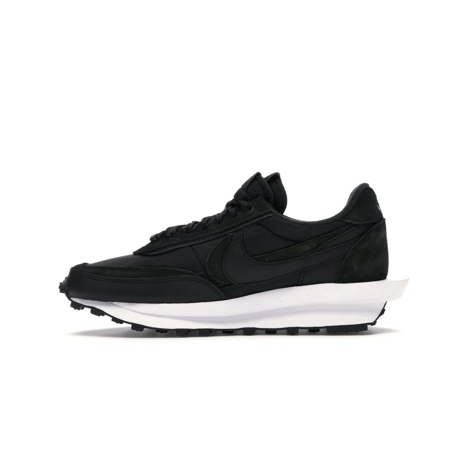 Nike LD Waffle sacai Black Nylon - Image 19 - Only at www.BallersClubKickz.com - Upgrade your streetstyle with the Nike LD Waffle Sacai Black Nylon. Get the iconic look of a doubled sole, tongue, and swoosh with no extra laces needed, inspired by modern fashion for spring. Step up your fashion with this luxurious combination of black nylon and suede. Shop the Nike LD Waffle Sacai Black Nylon sneaker today.