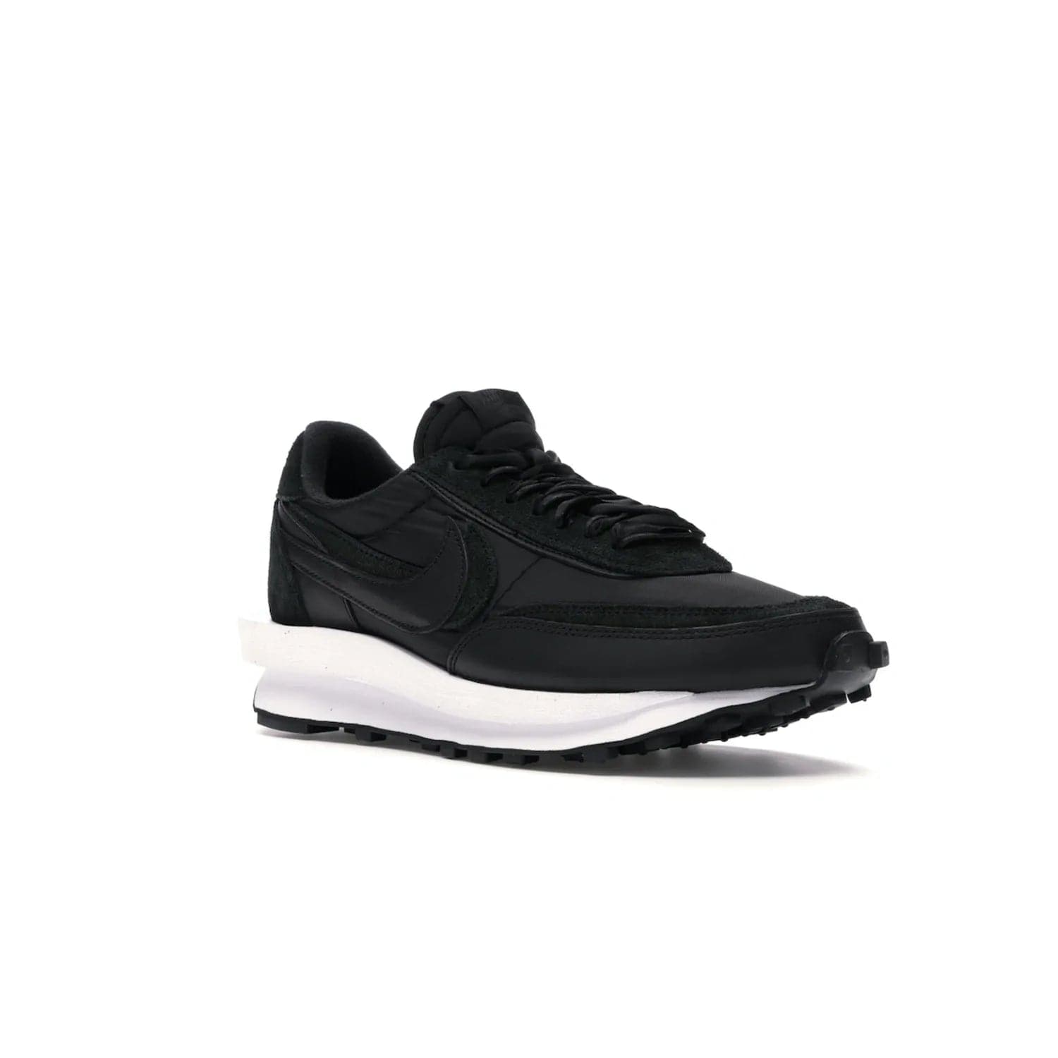Nike LD Waffle sacai Black Nylon - Image 5 - Only at www.BallersClubKickz.com - Upgrade your streetstyle with the Nike LD Waffle Sacai Black Nylon. Get the iconic look of a doubled sole, tongue, and swoosh with no extra laces needed, inspired by modern fashion for spring. Step up your fashion with this luxurious combination of black nylon and suede. Shop the Nike LD Waffle Sacai Black Nylon sneaker today.