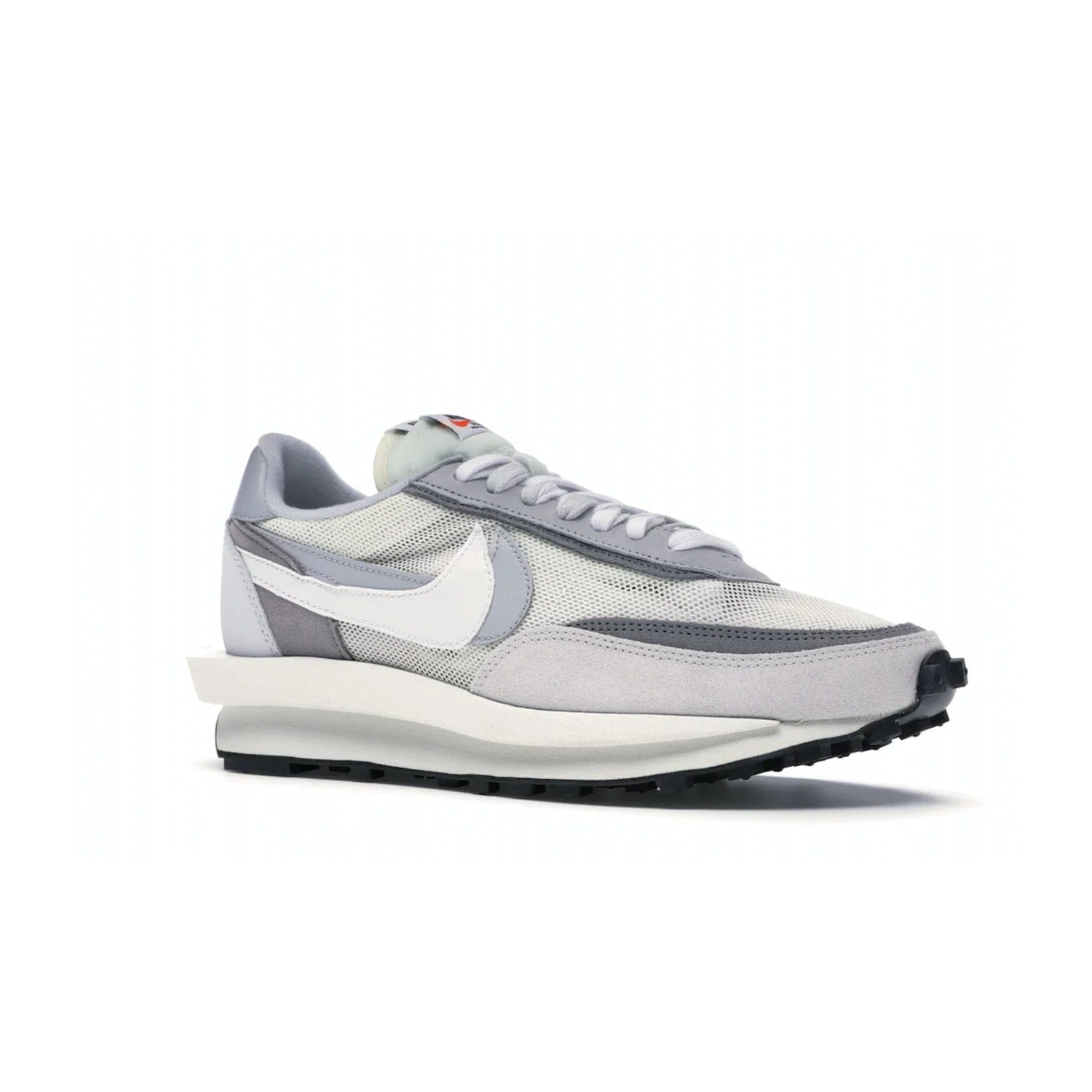 Nike LD Waffle sacai Summit White - Image 4 - Only at www.BallersClubKickz.com - Mesh fashion and comfort into your wardrobe with the Nike LD Waffle Sacai Summit White. Featuring a white upper, grey accents and overlapped white and grey Nike "Swoosh," these sneakers offer perfect balance of comfort and style. Perfect for office or a night out.
