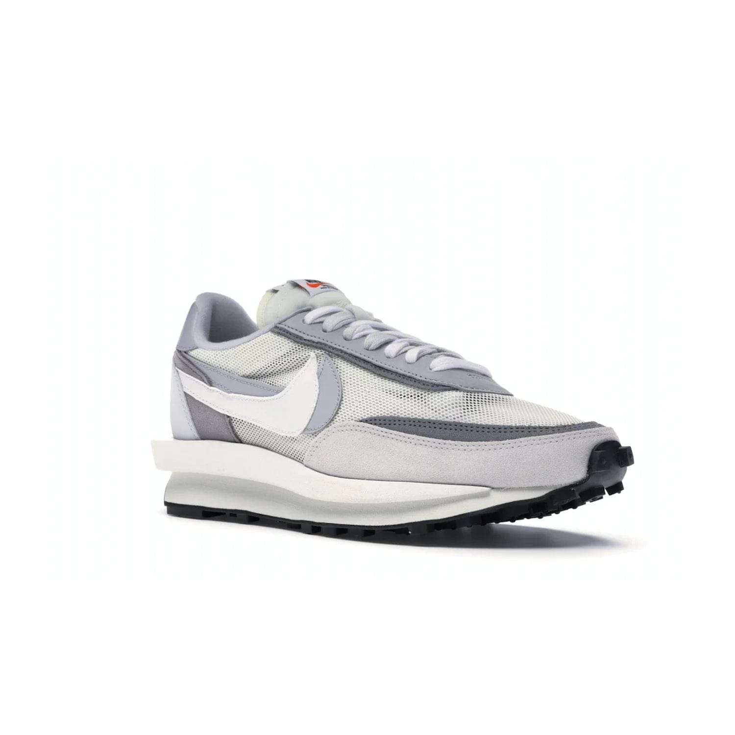 Nike LD Waffle sacai Summit White - Image 5 - Only at www.BallersClubKickz.com - Mesh fashion and comfort into your wardrobe with the Nike LD Waffle Sacai Summit White. Featuring a white upper, grey accents and overlapped white and grey Nike "Swoosh," these sneakers offer perfect balance of comfort and style. Perfect for office or a night out.