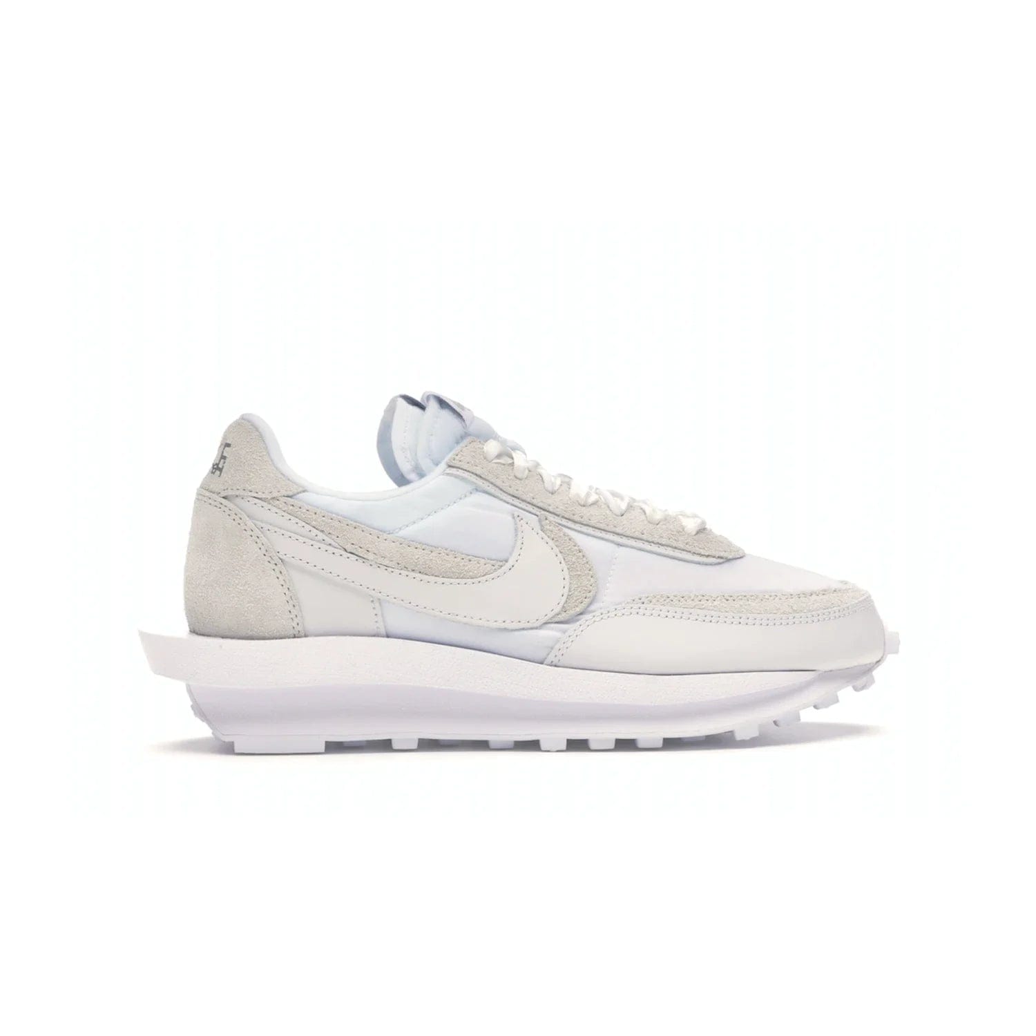 Nike LD Waffle sacai White Nylon - Image 36 - Only at www.BallersClubKickz.com - A classic, timeless design with a white nylon upper and subtle grey suede overlays. This recent Nike LD Waffle Sacai White Nylon design requires only one pair of laces to complete the perfect look for smart and casual styles.