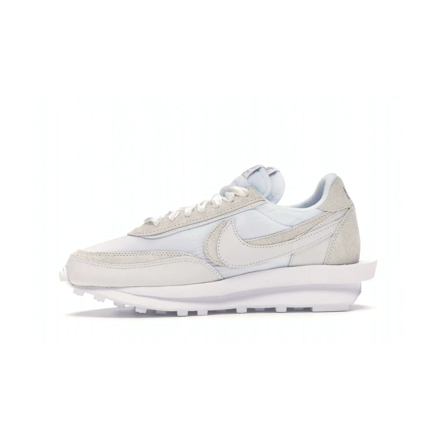 Nike LD Waffle sacai White Nylon - Image 18 - Only at www.BallersClubKickz.com - A classic, timeless design with a white nylon upper and subtle grey suede overlays. This recent Nike LD Waffle Sacai White Nylon design requires only one pair of laces to complete the perfect look for smart and casual styles.