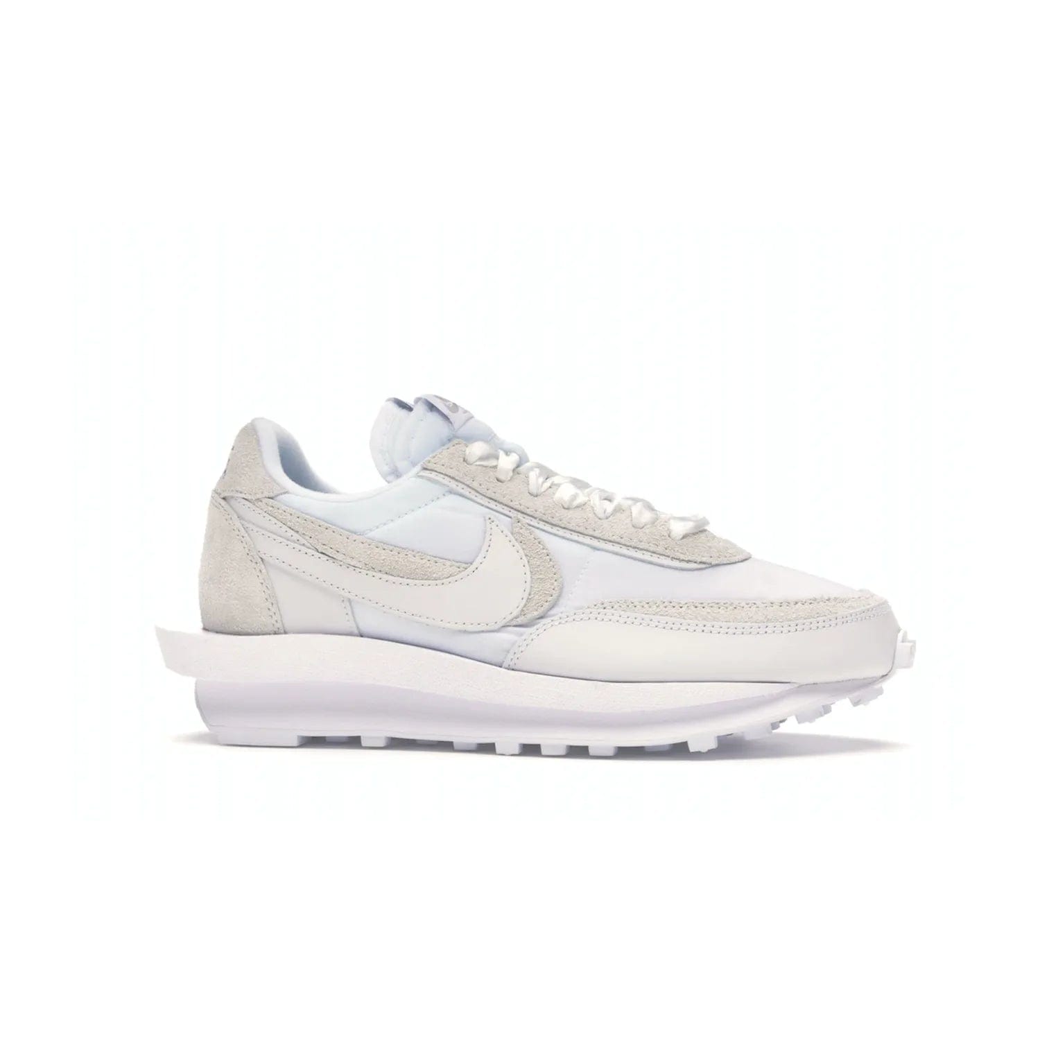 Nike LD Waffle sacai White Nylon - Image 2 - Only at www.BallersClubKickz.com - A classic, timeless design with a white nylon upper and subtle grey suede overlays. This recent Nike LD Waffle Sacai White Nylon design requires only one pair of laces to complete the perfect look for smart and casual styles.