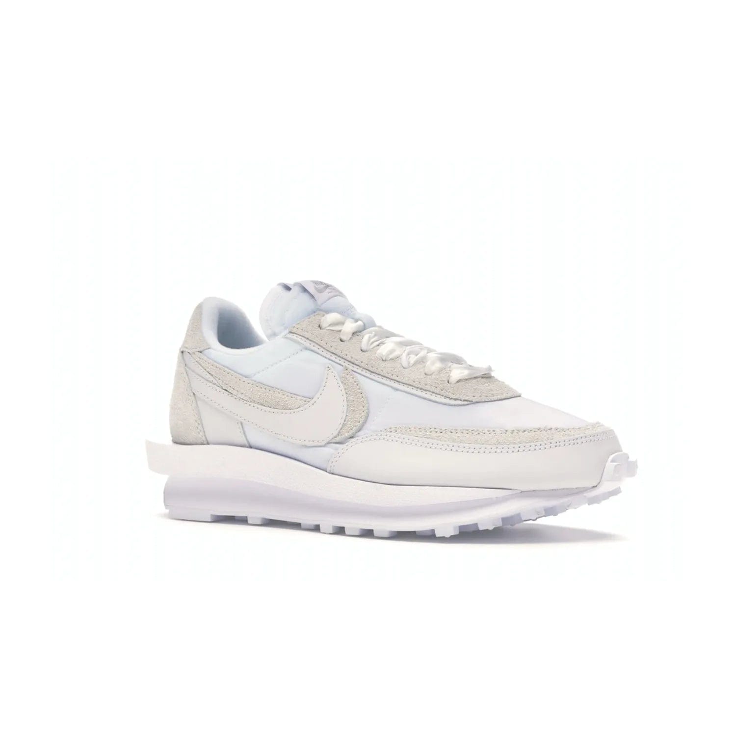 Nike LD Waffle sacai White Nylon - Image 4 - Only at www.BallersClubKickz.com - A classic, timeless design with a white nylon upper and subtle grey suede overlays. This recent Nike LD Waffle Sacai White Nylon design requires only one pair of laces to complete the perfect look for smart and casual styles.