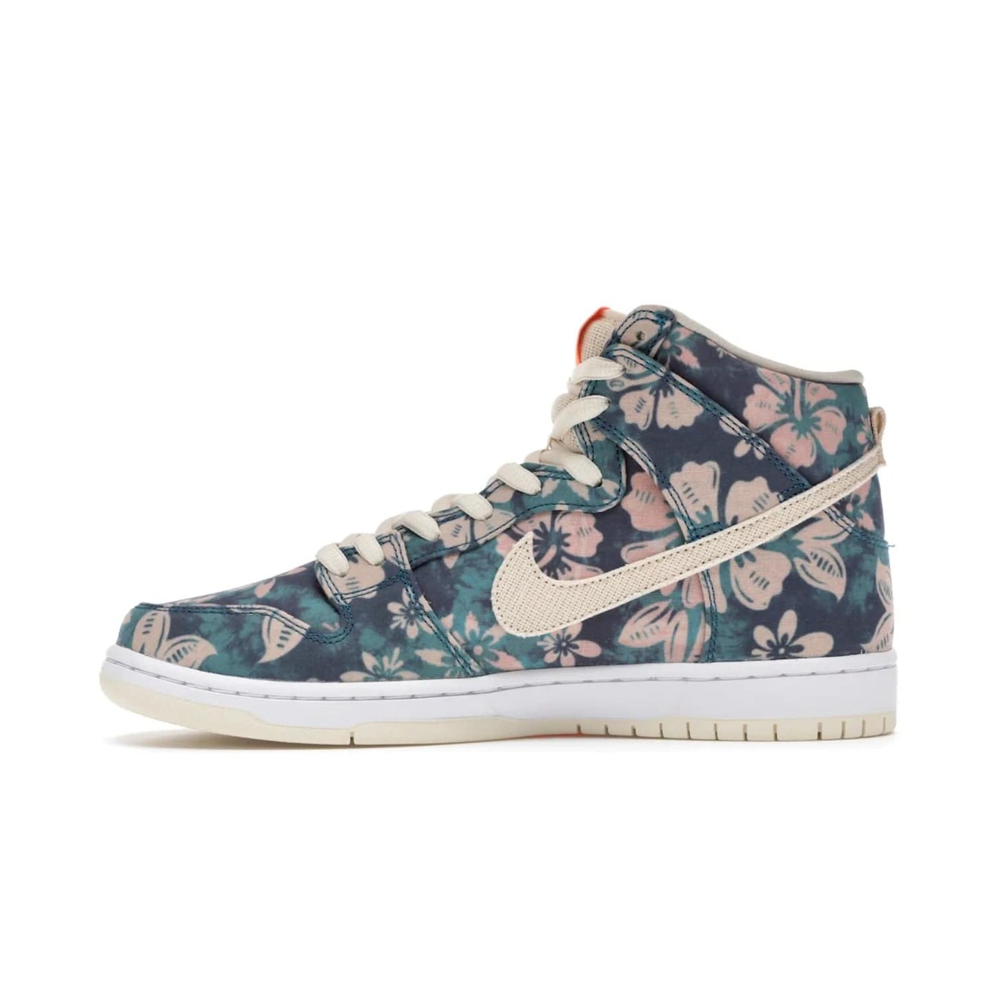 Nike SB Dunk High Hawaii - Image 19 - Only at www.BallersClubKickz.com - Introducing the Nike SB Dunk High Hawaii, a colorway celebrating an island paradise. This hybrid silhouette brings together tropical vibes with a sun-soaked look. Blue, green, pink and orange on a sail and white outsole. Get your island vibes with the Nike SB Dunk High Hawaii.