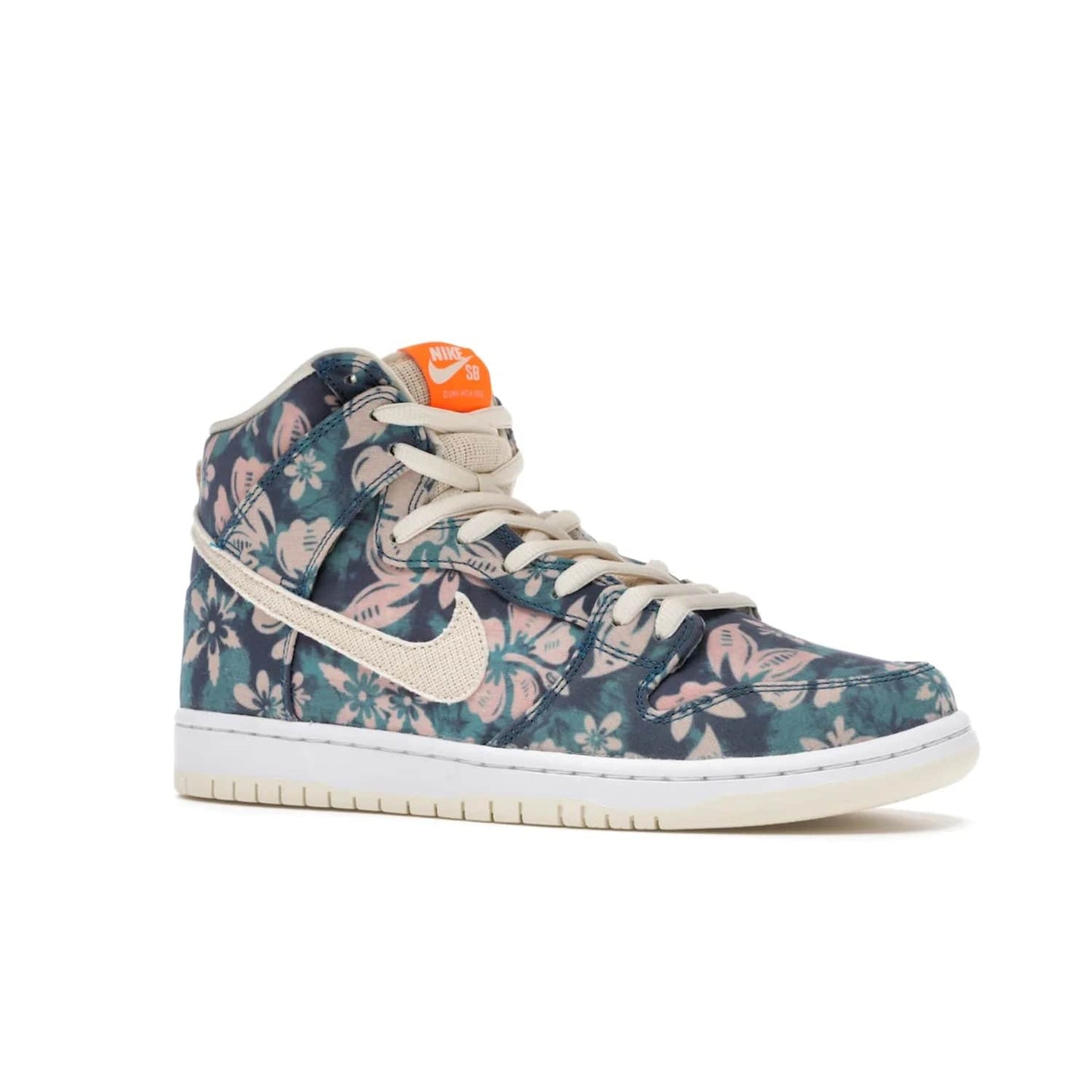 Nike SB Dunk High Hawaii - Image 4 - Only at www.BallersClubKickz.com - Introducing the Nike SB Dunk High Hawaii, a colorway celebrating an island paradise. This hybrid silhouette brings together tropical vibes with a sun-soaked look. Blue, green, pink and orange on a sail and white outsole. Get your island vibes with the Nike SB Dunk High Hawaii.