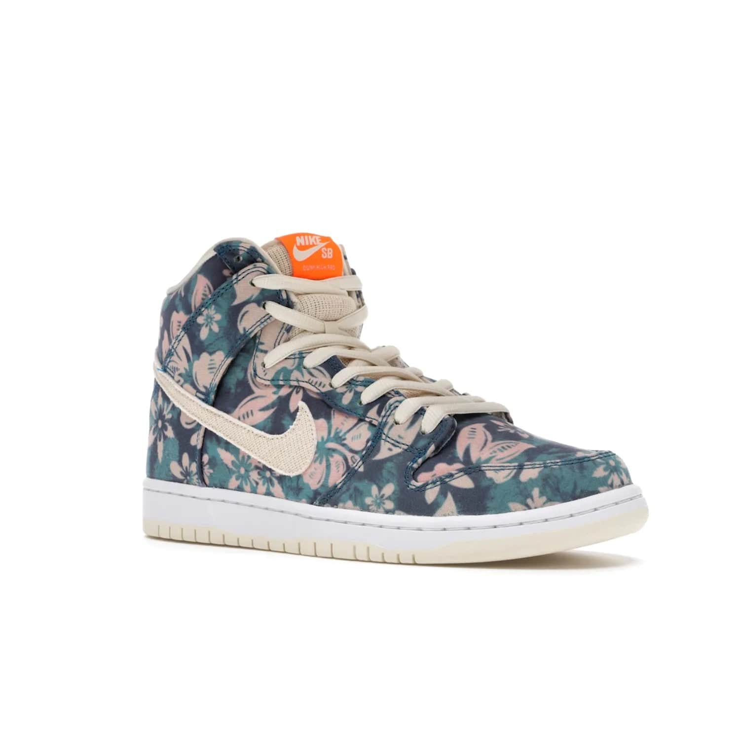 Nike SB Dunk High Hawaii - Image 5 - Only at www.BallersClubKickz.com - Introducing the Nike SB Dunk High Hawaii, a colorway celebrating an island paradise. This hybrid silhouette brings together tropical vibes with a sun-soaked look. Blue, green, pink and orange on a sail and white outsole. Get your island vibes with the Nike SB Dunk High Hawaii.