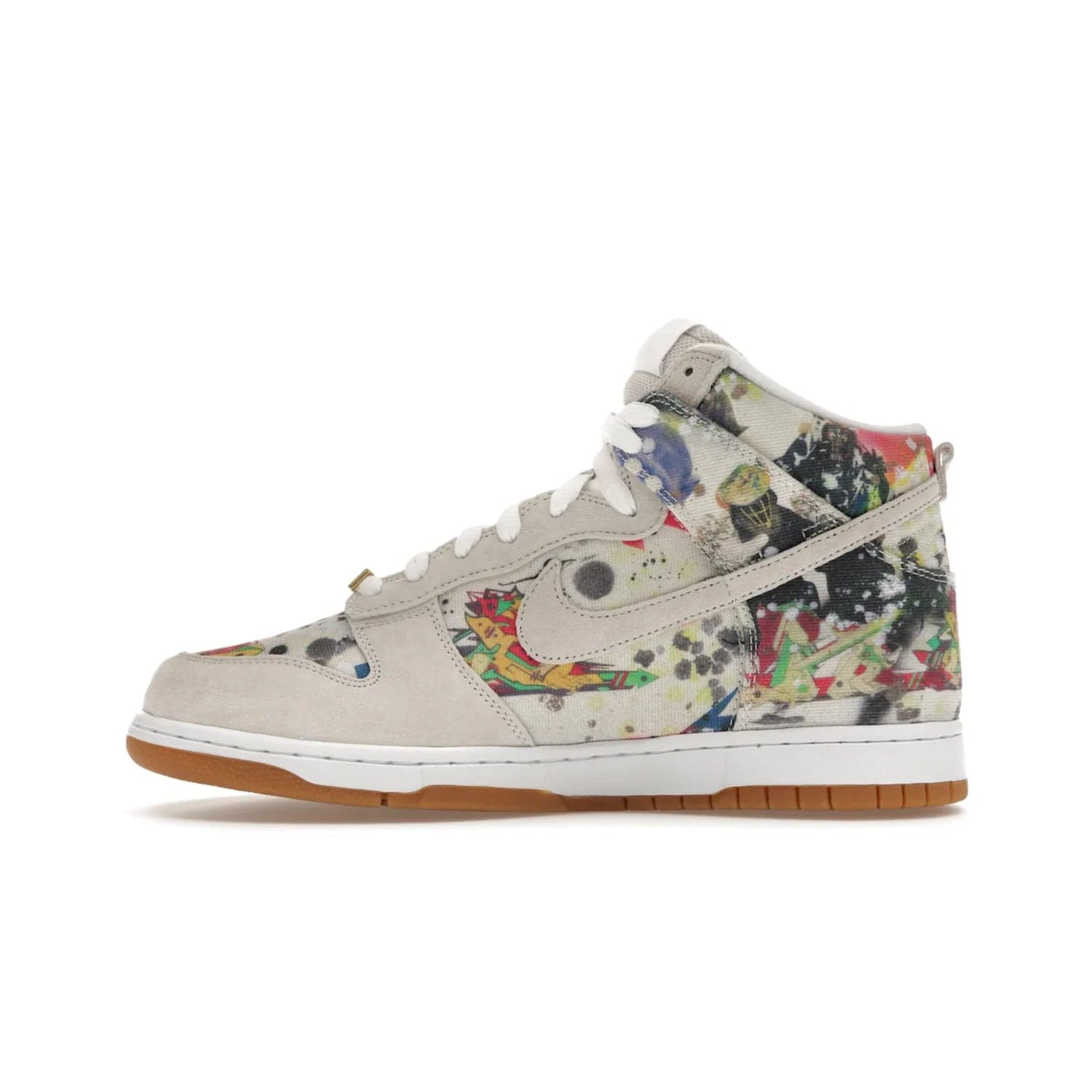 Nike SB Dunk High Supreme Rammellzee - Image 19 - Only at www.BallersClubKickz.com - Introducing Nike SB Dunk High Supreme Rammellzee: a bold sneaker that combines Supreme's audacious style with Rammellzee's vibrant artwork and an abstract colour palette. Launching August 31, 2023.