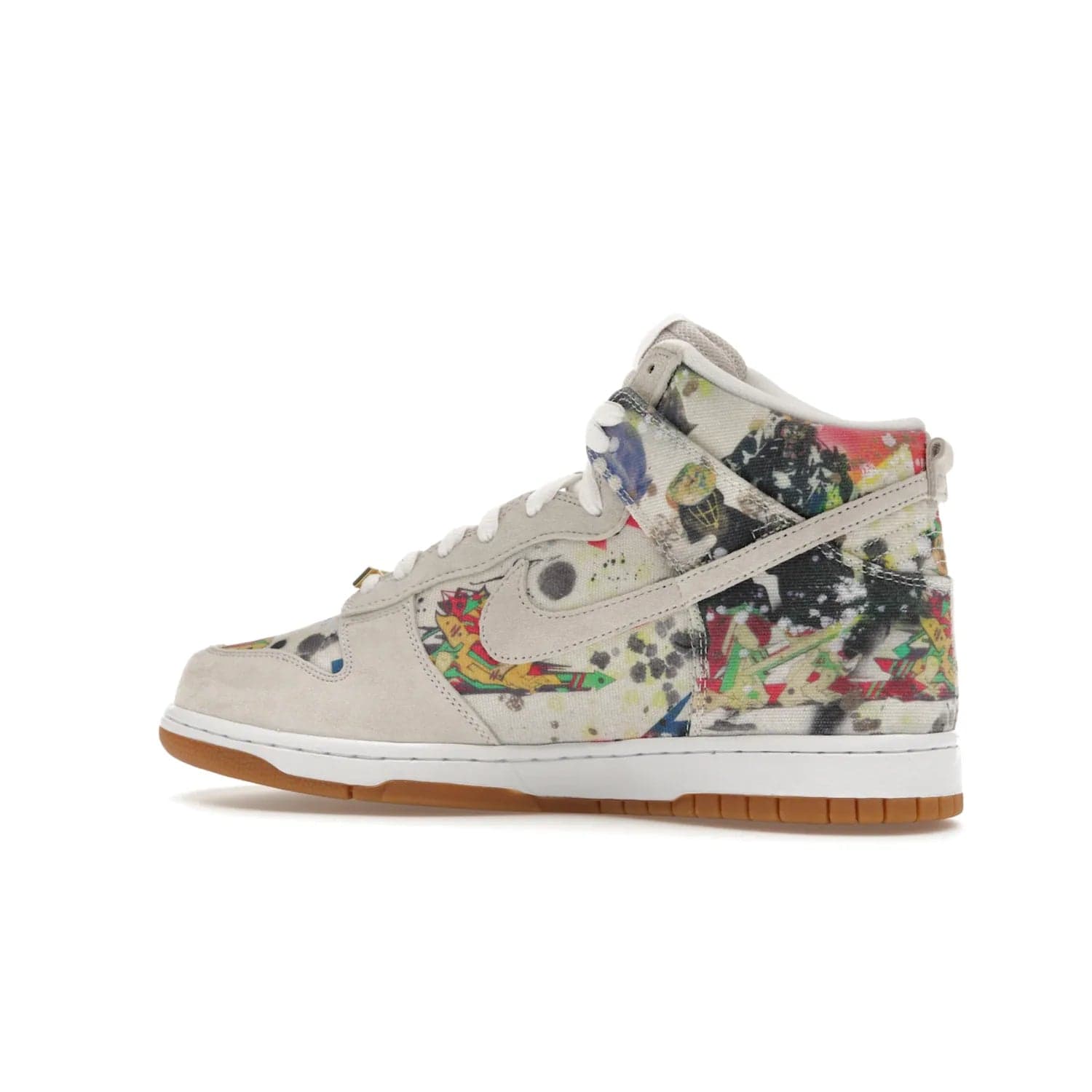 Nike SB Dunk High Supreme Rammellzee - Image 21 - Only at www.BallersClubKickz.com - Introducing Nike SB Dunk High Supreme Rammellzee: a bold sneaker that combines Supreme's audacious style with Rammellzee's vibrant artwork and an abstract colour palette. Launching August 31, 2023.