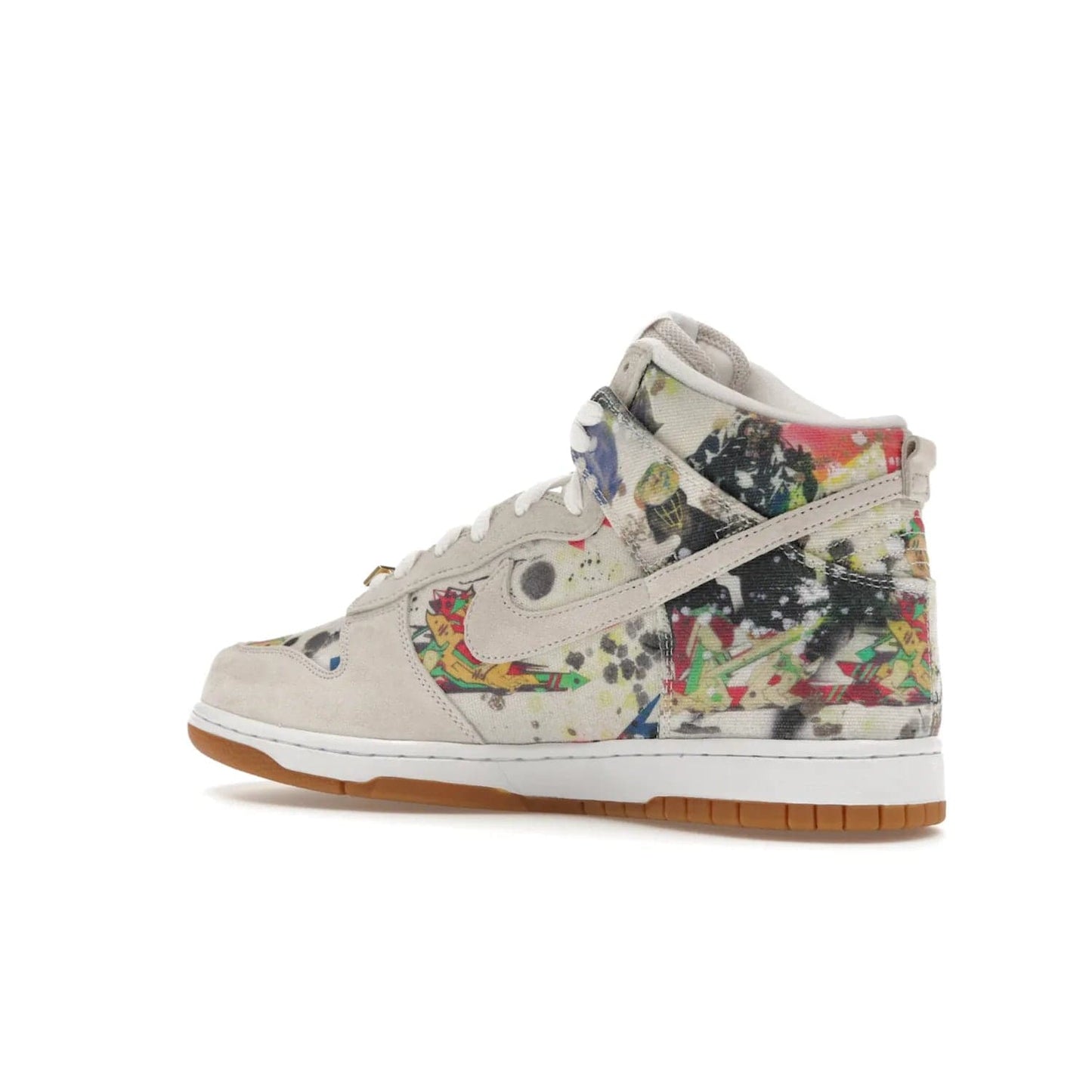 Nike SB Dunk High Supreme Rammellzee - Image 22 - Only at www.BallersClubKickz.com - Introducing Nike SB Dunk High Supreme Rammellzee: a bold sneaker that combines Supreme's audacious style with Rammellzee's vibrant artwork and an abstract colour palette. Launching August 31, 2023.