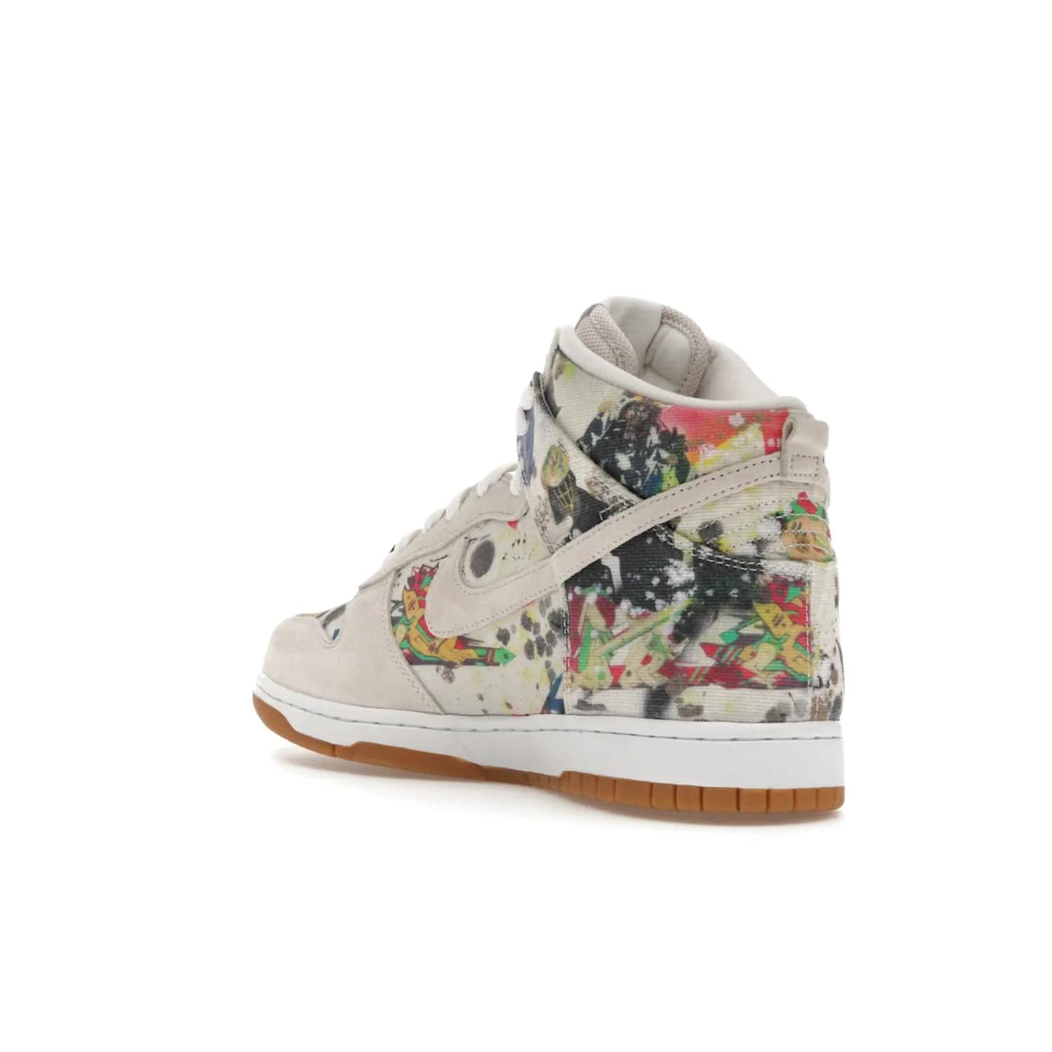 Nike SB Dunk High Supreme Rammellzee - Image 24 - Only at www.BallersClubKickz.com - Introducing Nike SB Dunk High Supreme Rammellzee: a bold sneaker that combines Supreme's audacious style with Rammellzee's vibrant artwork and an abstract colour palette. Launching August 31, 2023.