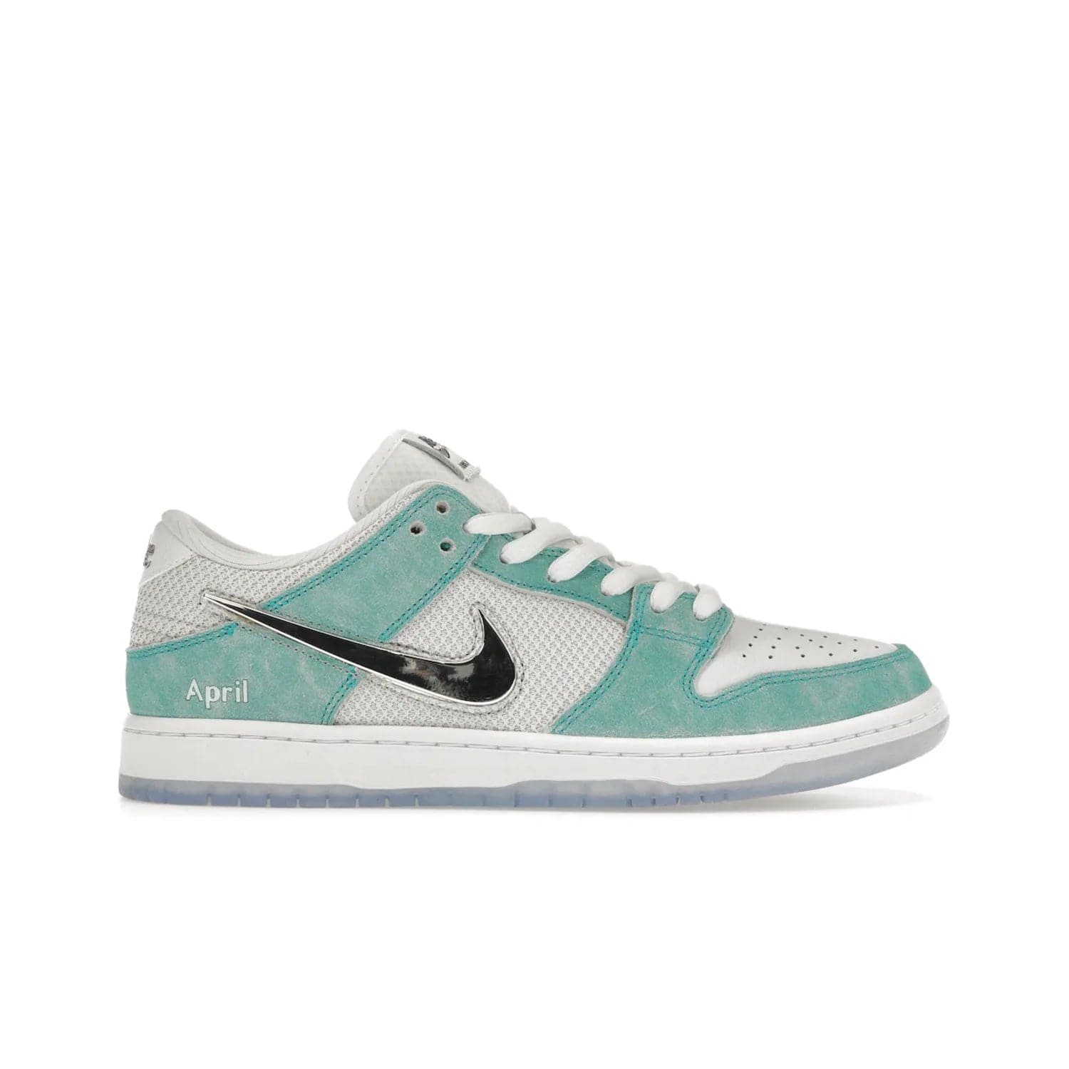 Nike SB Dunk Low April Skateboards - Image 1 - Only at www.BallersClubKickz.com - Grab Nike SB Dunk Low April Skateboards for street-ready performance. Pop of color to stand out on the playgrounds. Durable design with iconic silhouette. Price: $120. Nov 27, 2023 release. Must-have for those who live to ride.