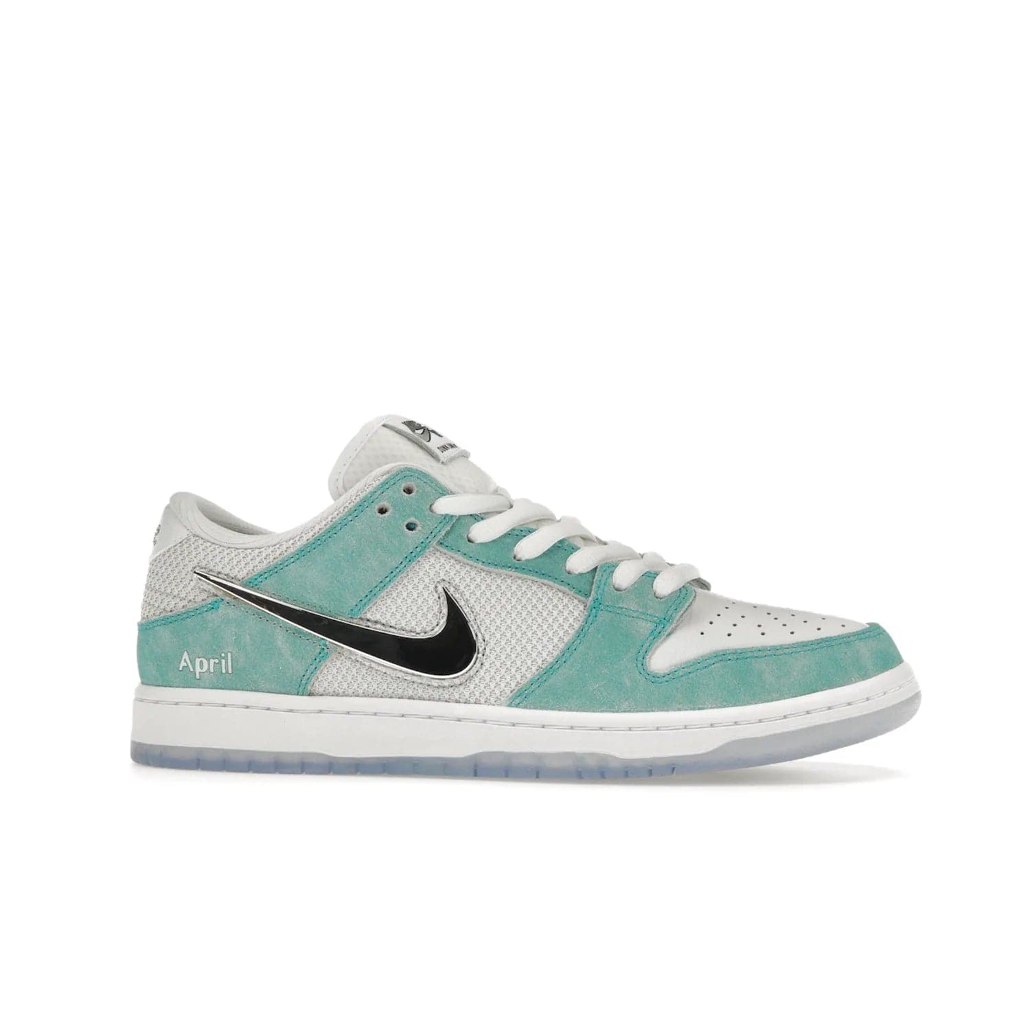 Nike SB Dunk Low April Skateboards - Image 2 - Only at www.BallersClubKickz.com - Grab Nike SB Dunk Low April Skateboards for street-ready performance. Pop of color to stand out on the playgrounds. Durable design with iconic silhouette. Price: $120. Nov 27, 2023 release. Must-have for those who live to ride.